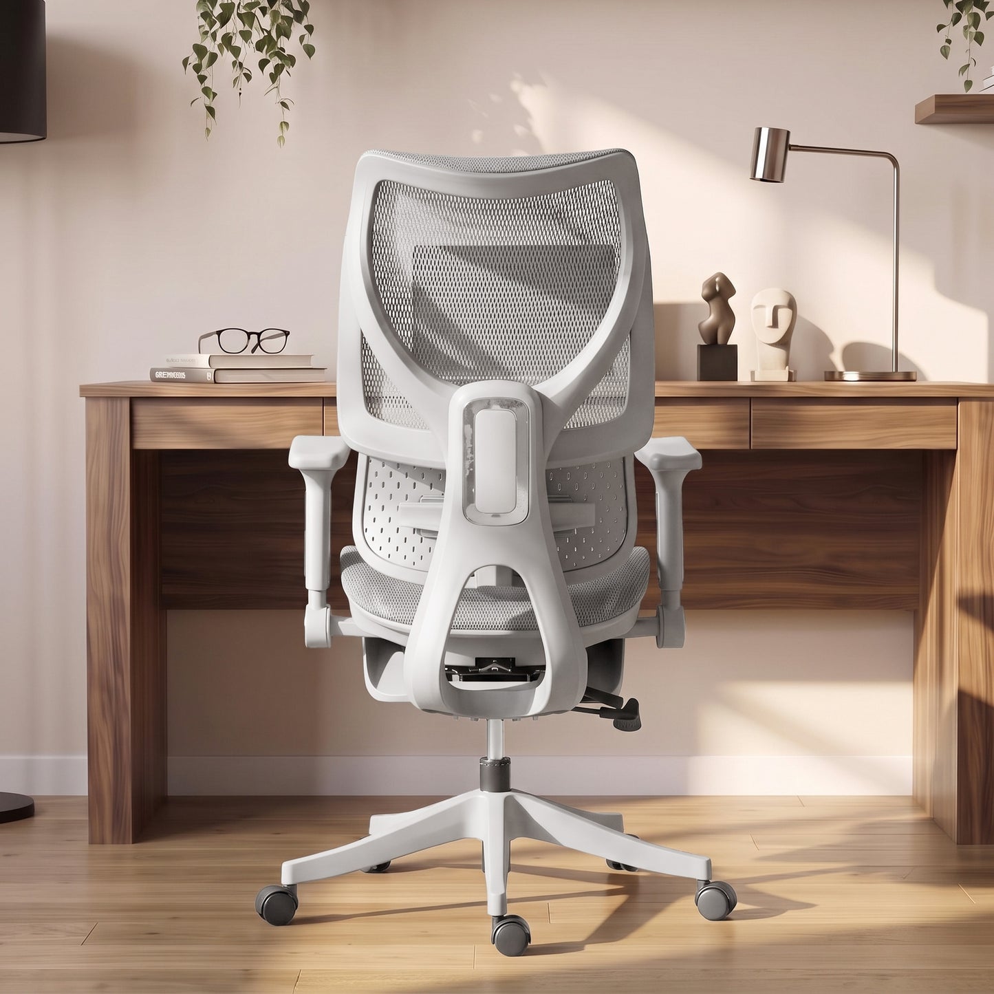 HOMCOM Ergonomic Office Chair with Lumbar Support, Mesh Reclining Desk Chair with Footrest, Adjustable High Back, Grey