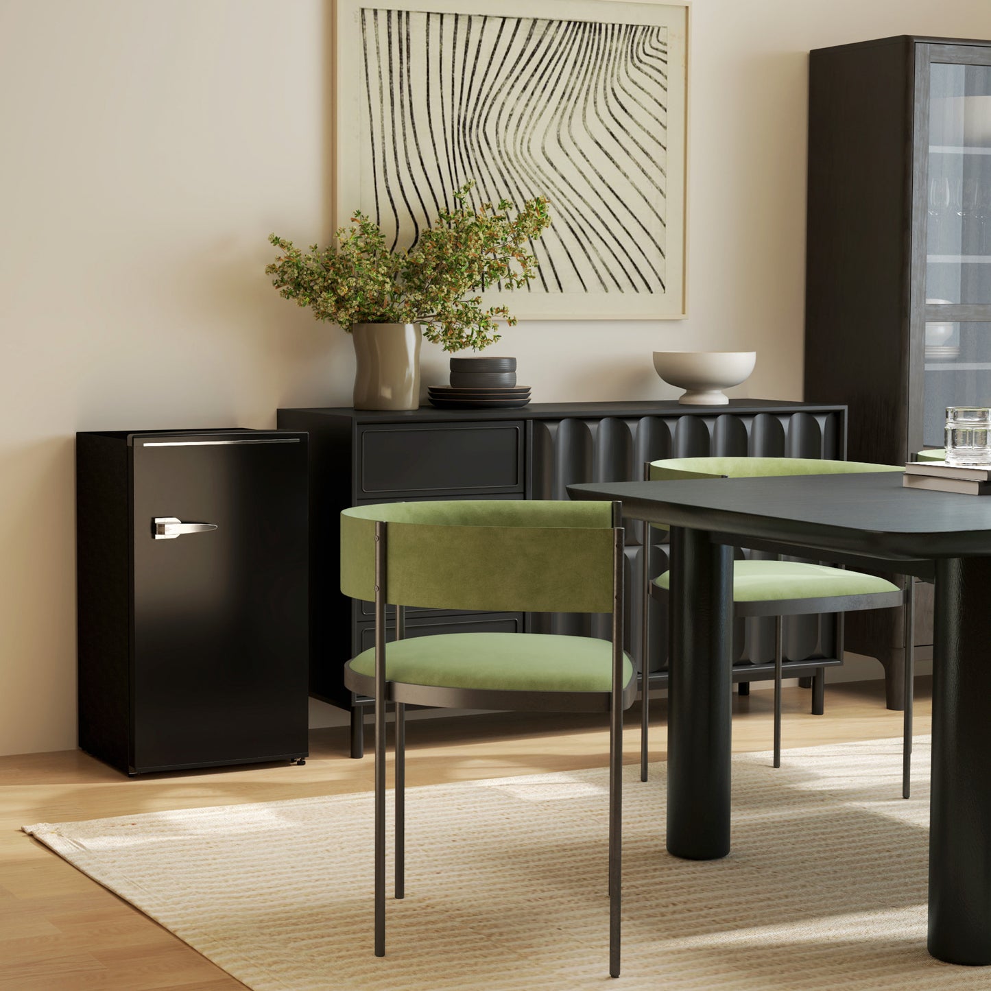 HOMCOM Under Counter Fridge, 85L Small Retro Refrigerator with Chiller Box, Adjustable Thermostat, Glass Shelves, Black