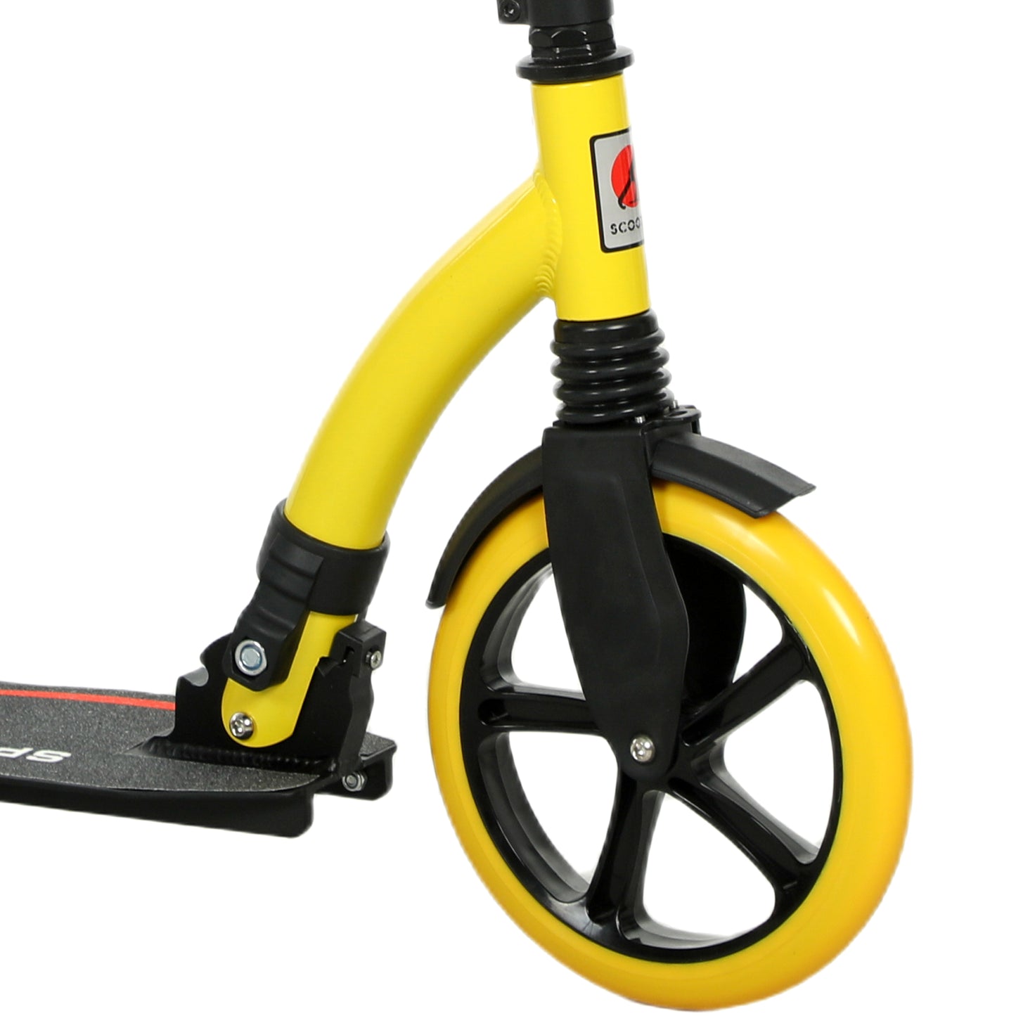HOMCOM Foldable Kick Scooter, Double Shock Absorption, Big Wheels, Height Adjustable Aluminum Frame for 14+ Teens/Adults - Yellow