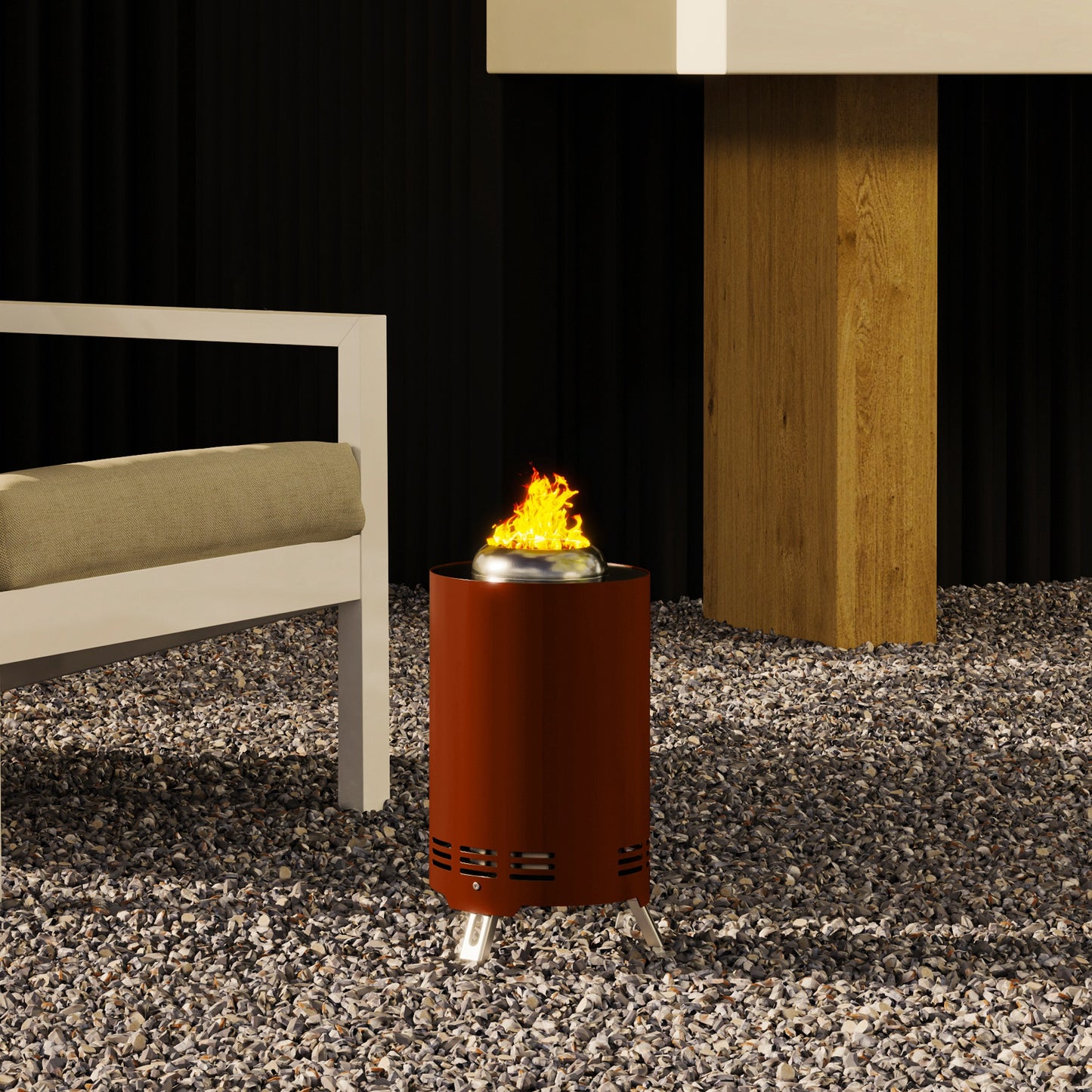 Outsunny Smokeless Fire Pit, 16x16cm Stainless Steel Portable Wood Burning Firepit with Poker for Garden Camping, Red