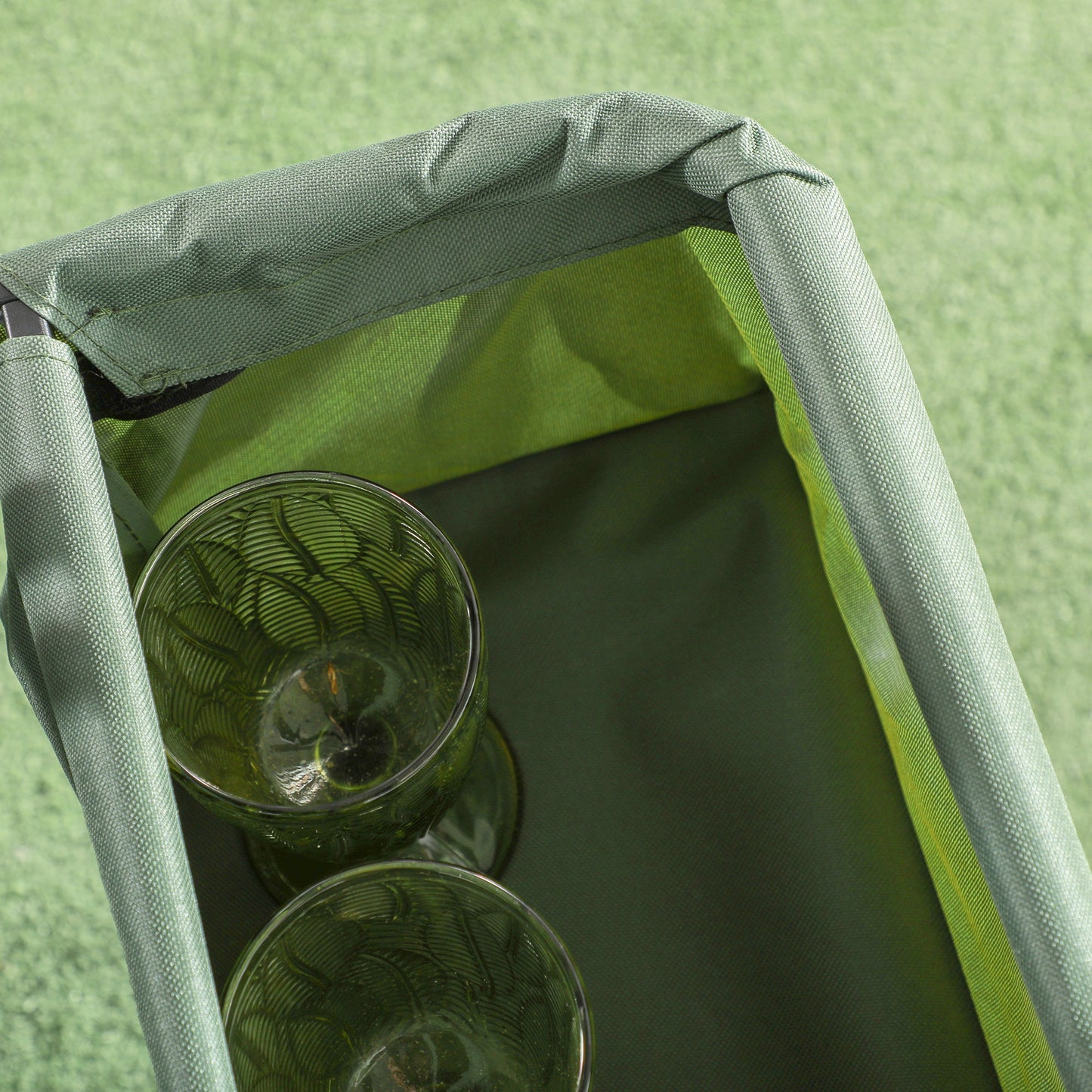 Outsunny Beach Trolley Cart with Canopy and Wheels - Green