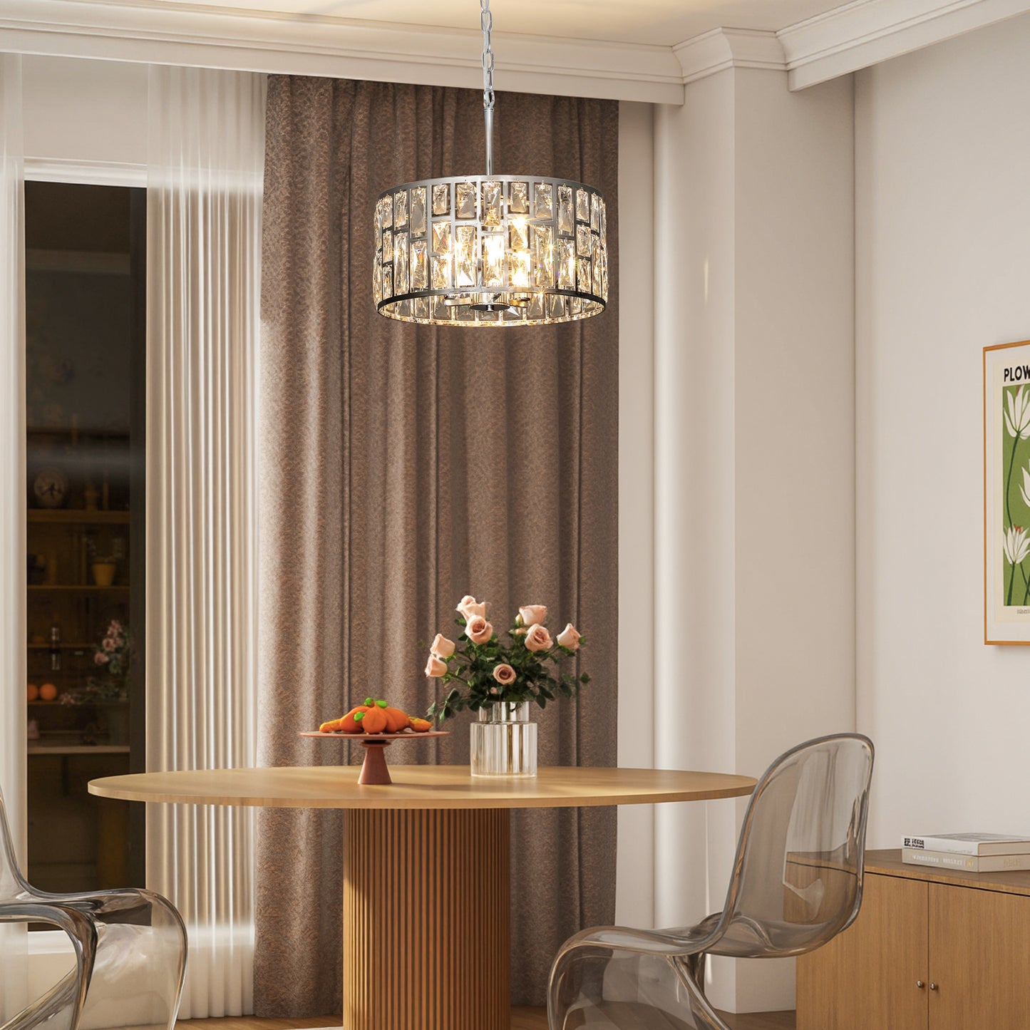 HOMCOM 72 Glass Crystallite Chandelier - Silver-Tone