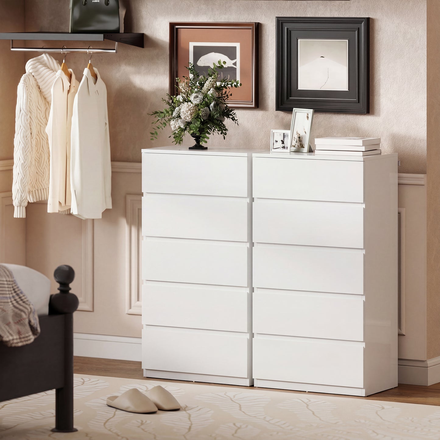 HOMCOM Chest of Drawers, 5-Drawer Storage Cabinets, Storage Drawer Unit for Bedroom