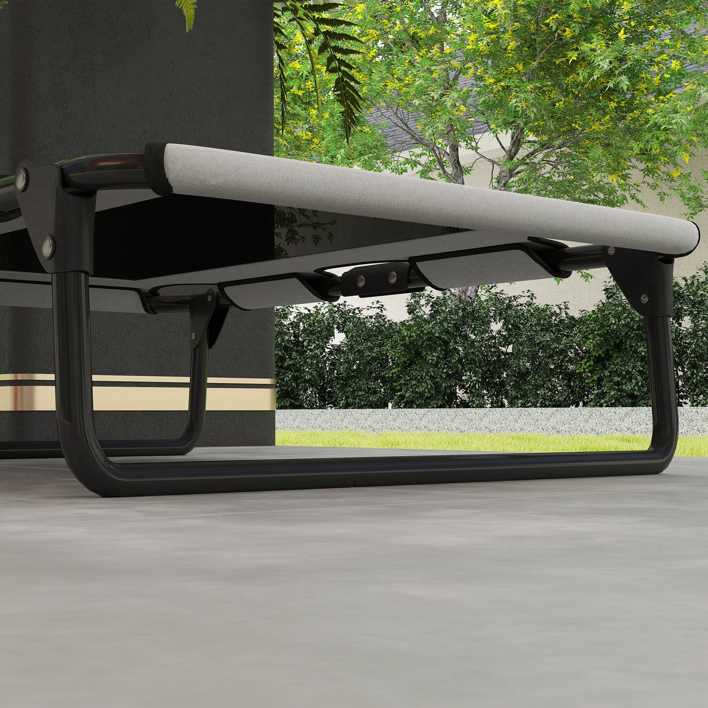 PawHut Portable Raised Dog Bed, Elevated Pet Cot with Breathable Mesh for Indoor Outdoor, for Small Medium Dogs, Light Grey