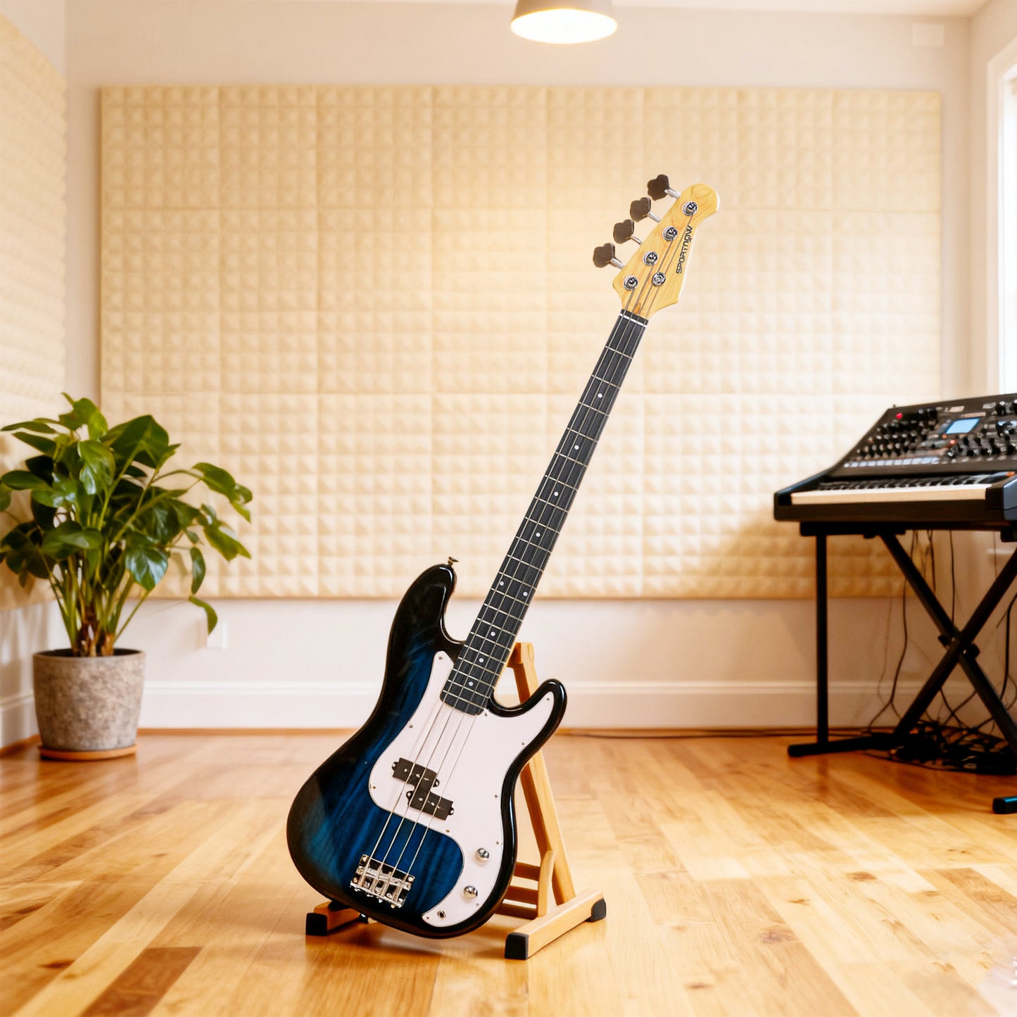 SPORTNOW 4 String Full Size Electric Bass Guitar for Beginners