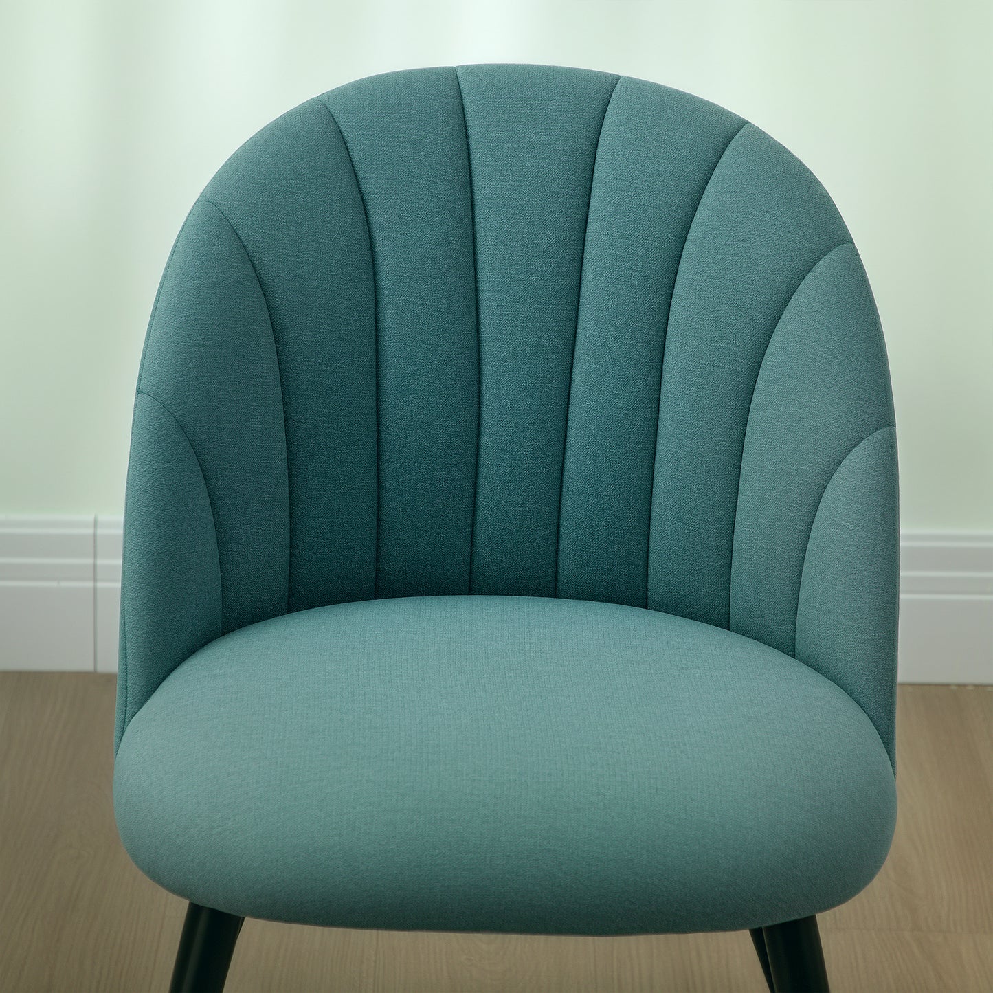 HOMCOM Velvet Dining Chairs Set of 2, Modern Upholstered Kitchen Chairs with Metal Legs, Shell Backrest, Padded Seat for Dining Room, Green