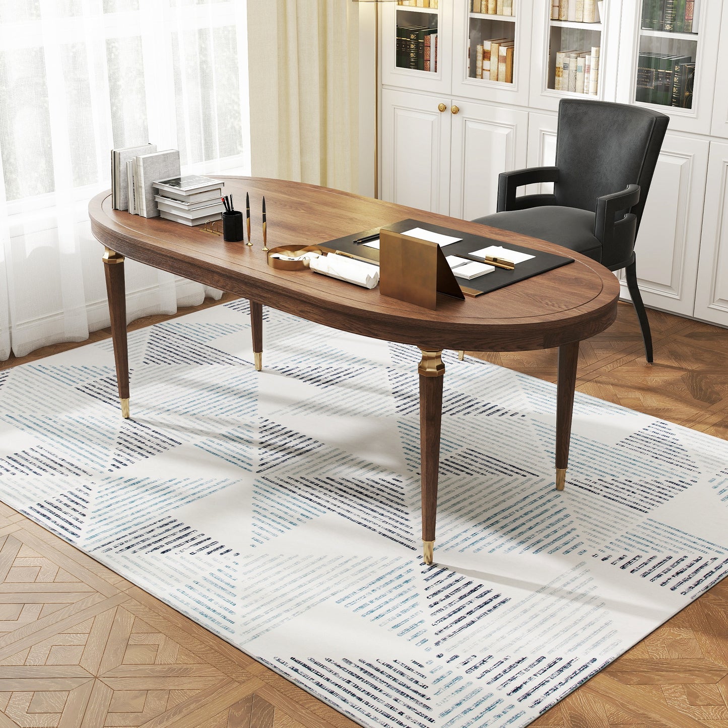 HOMCOM Geometric Area Rug, Non-Slip Washable Carpet for Living Room, Bedroom, Dining Room, Home Office, 230x160 cm, Multi-Coloured
