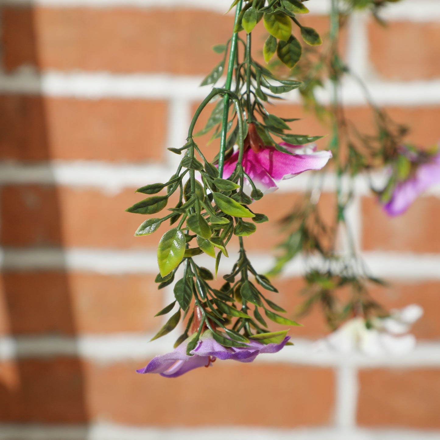 HOMCOM Set of 2 Decorative Artificial Plants, Faux Silk Azalea Flowers in Hanging Baskets, Pink and White