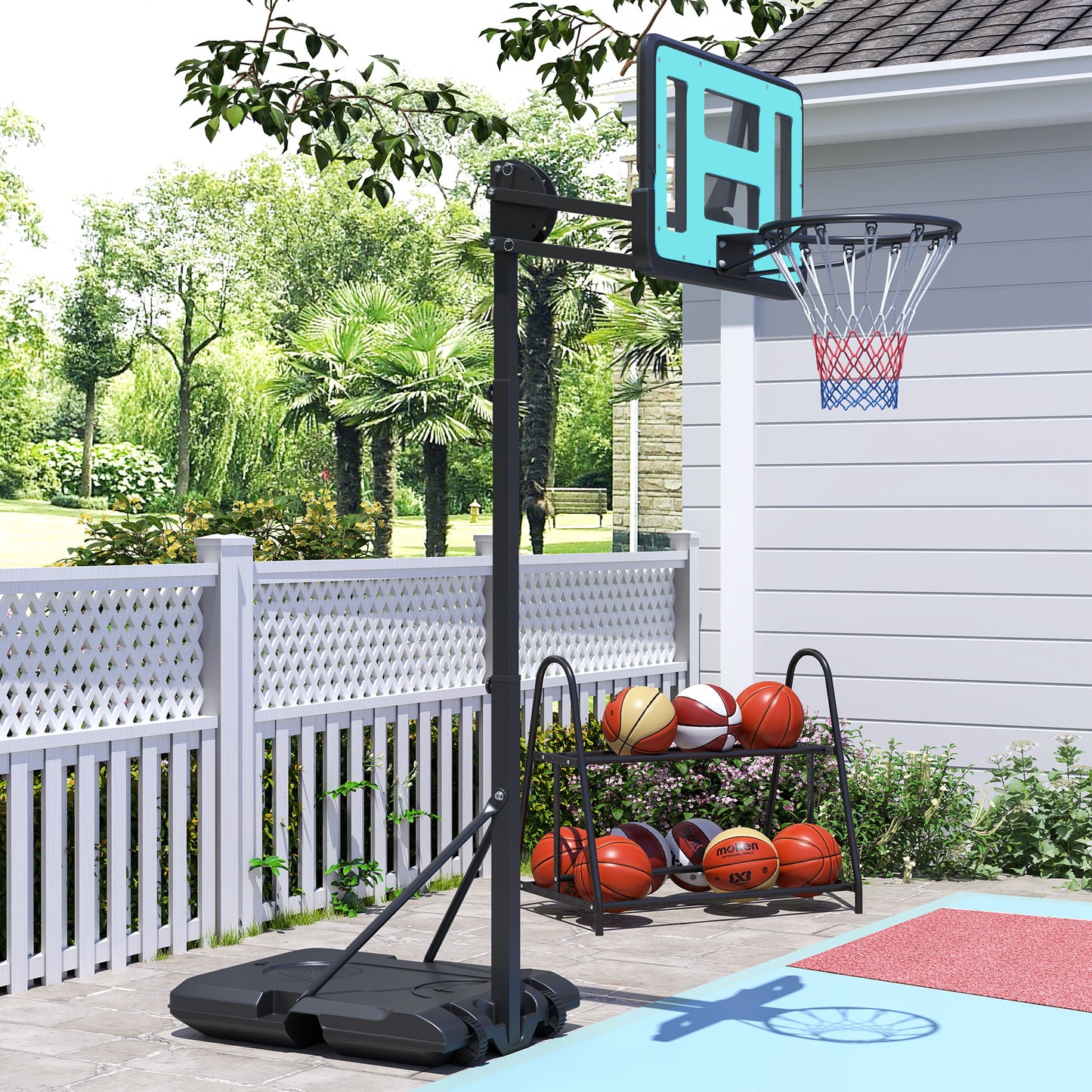 SPORTNOW Adjustable Basketball Hoop, 146-236cm Stand with Weighted Base, Shatterproof Backboard, Portable on Wheels, Outdoor Use
