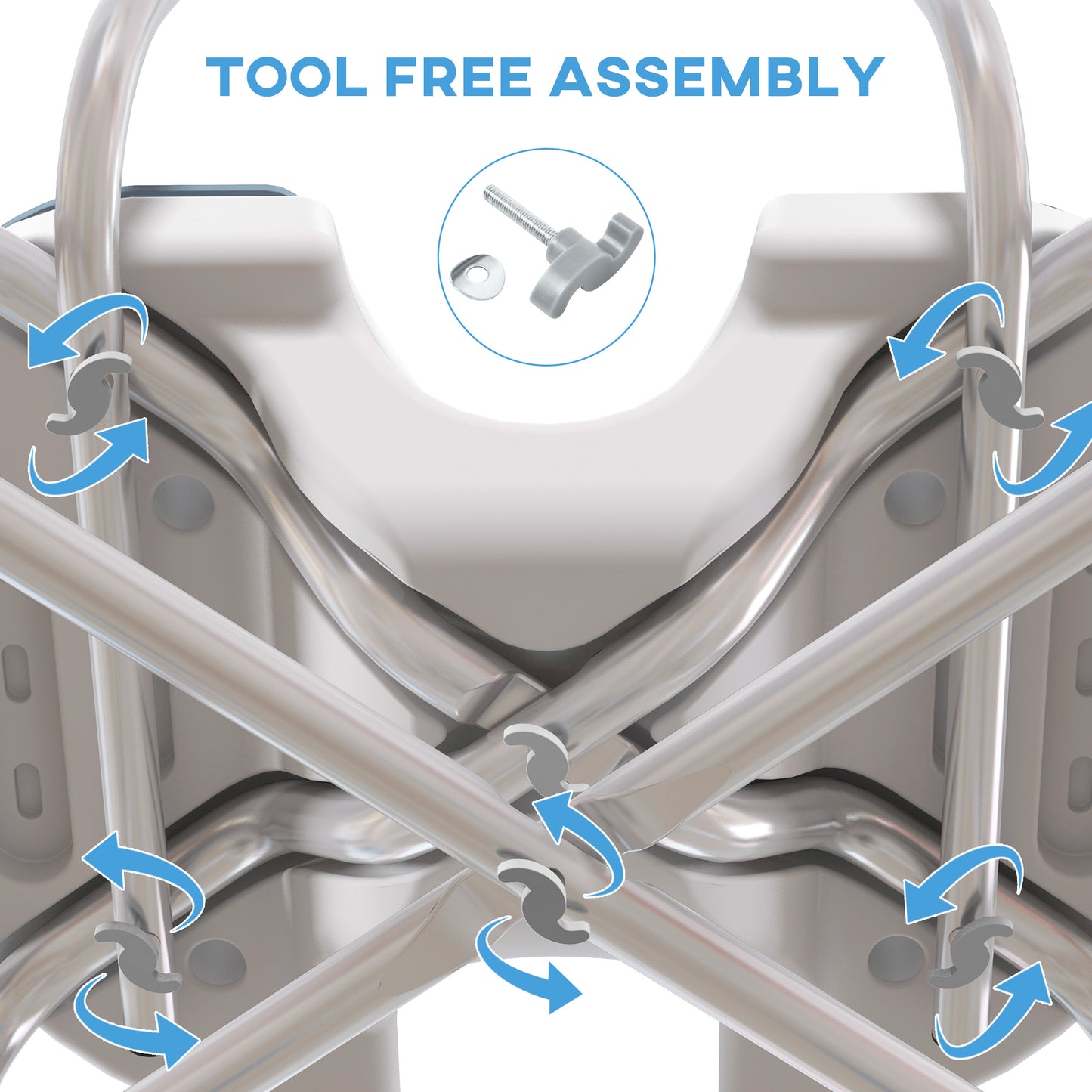 HOMCOM Shower Chair with Upgraded U-shaped Seat and Reinforced Crossbars Light Blue