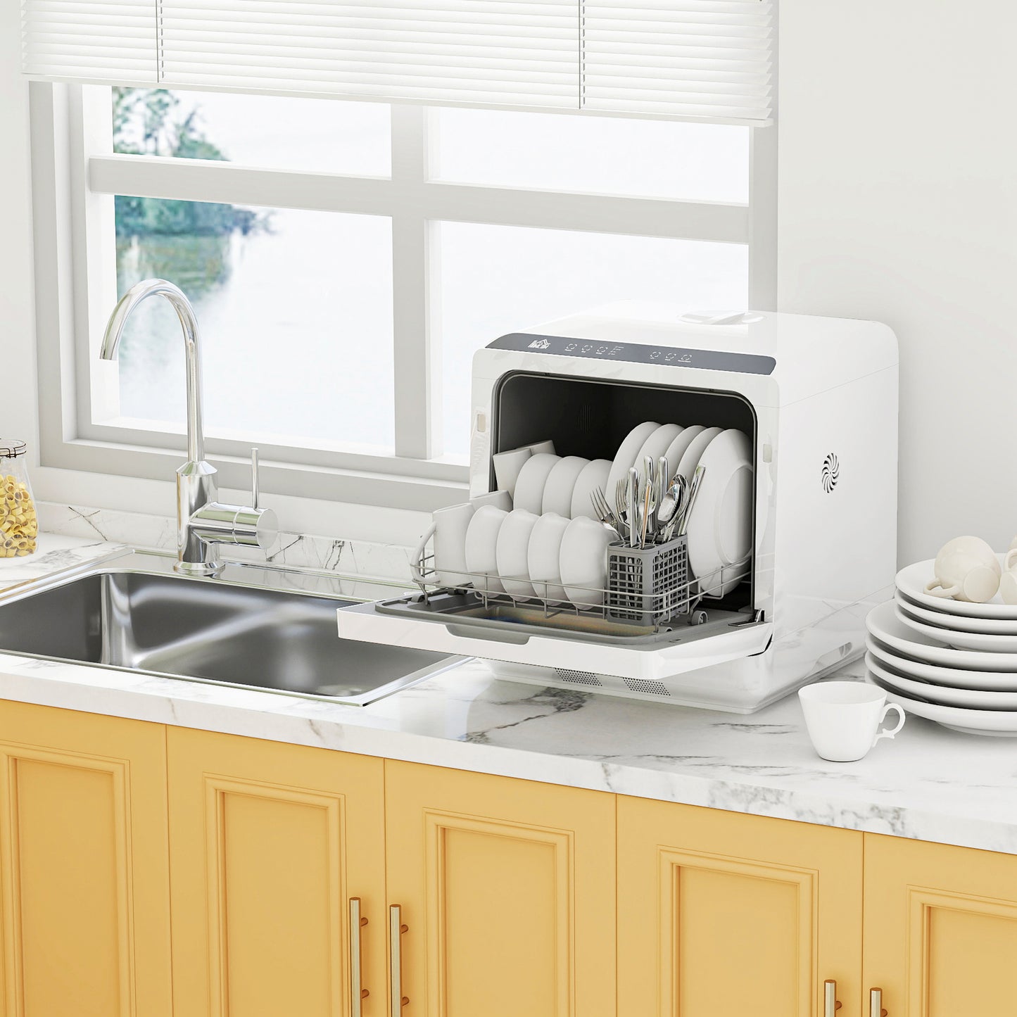 HOMCOM Multi-Program 6L Tabletop Dishwasher