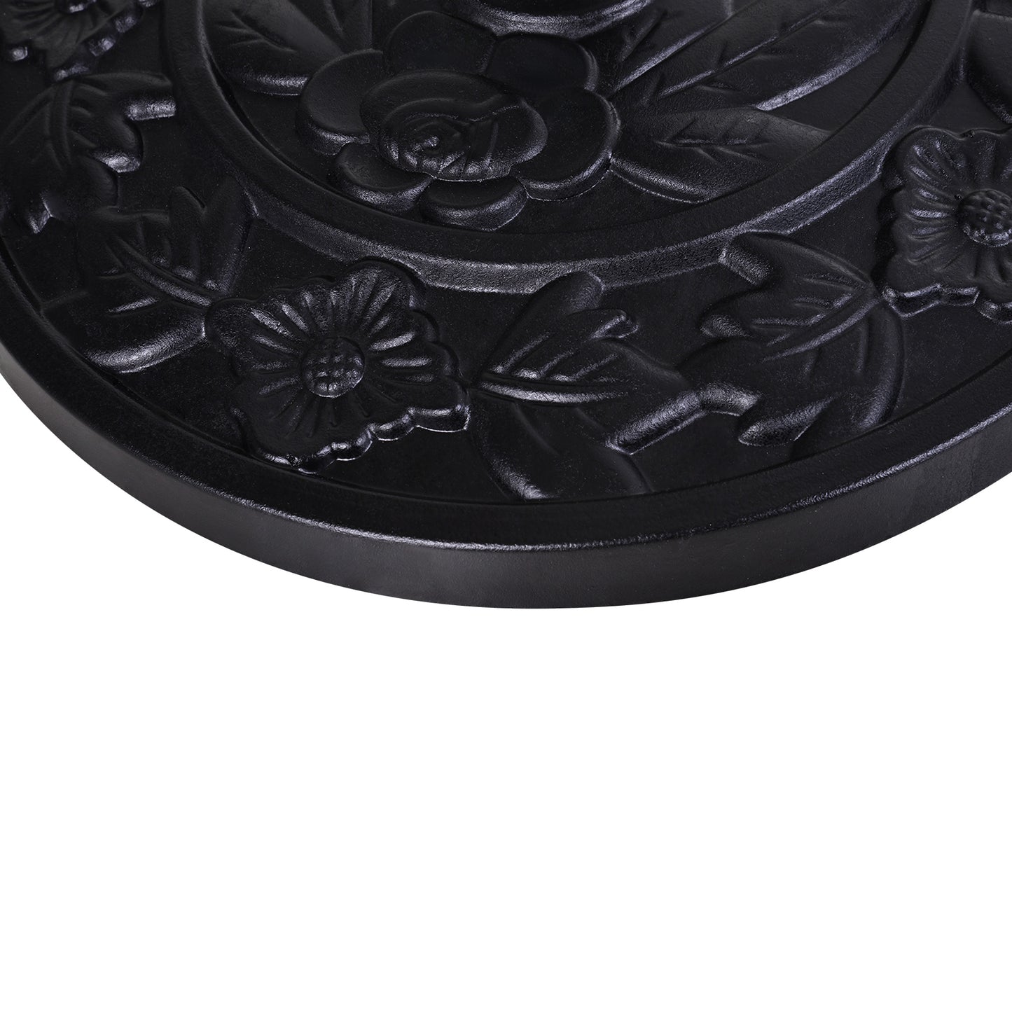 Outsunny 9kg Resin Parasol Base, Half Round Umbrella Stand with Floral Design for Garden, Outdoor, Suitable Umbrella Rod: Ø3.8cm, Ø4.8cm, Black