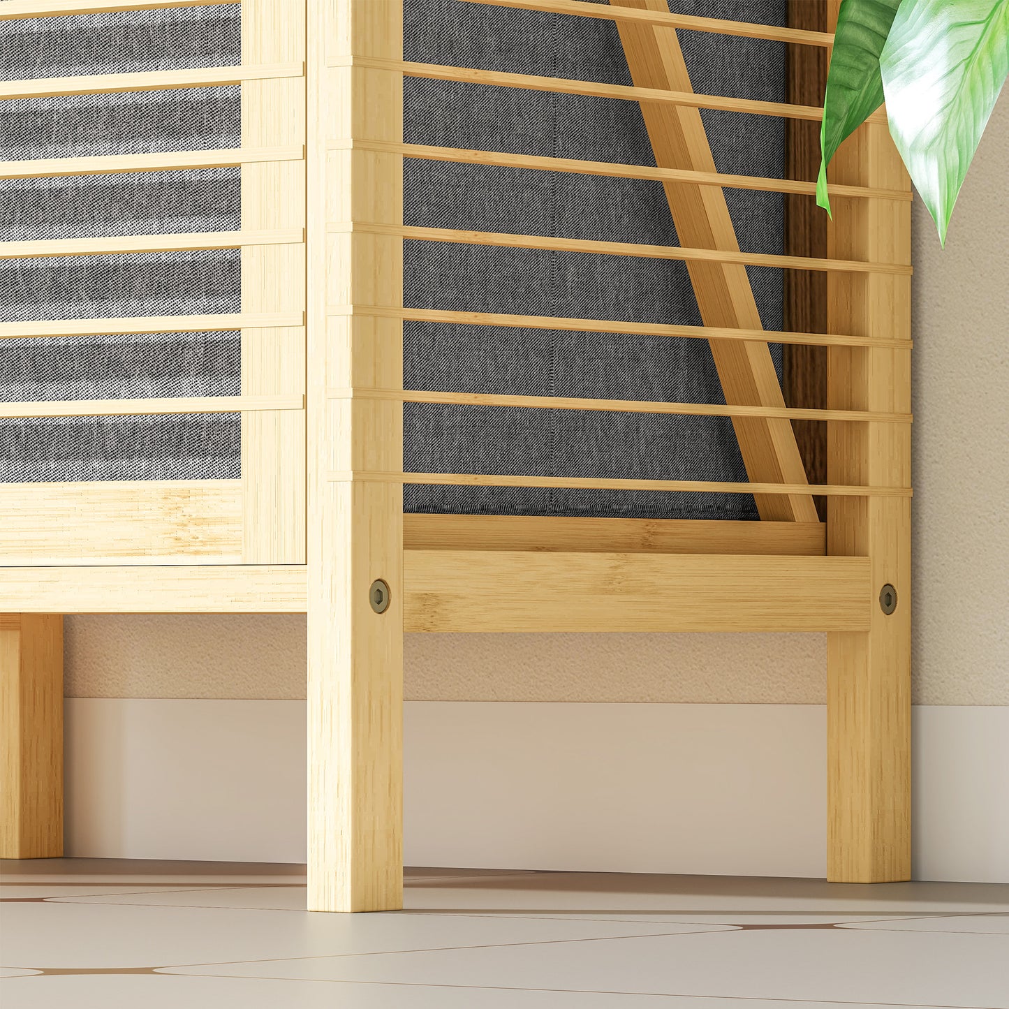 HOMCOM Bamboo Laundry Cabinet, Slatted Door, Tilt-Out Hamper, Removable Liner Bag, 40x30x95 cm, Natural Finish