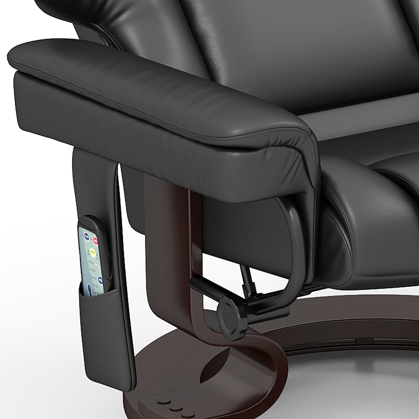 HOMCOM Massage Recliner Chair with Footstool, Upholstered Reclining Armchair, Adjustable Backrest, Steel Frame, Wood Base, Swivel, Black