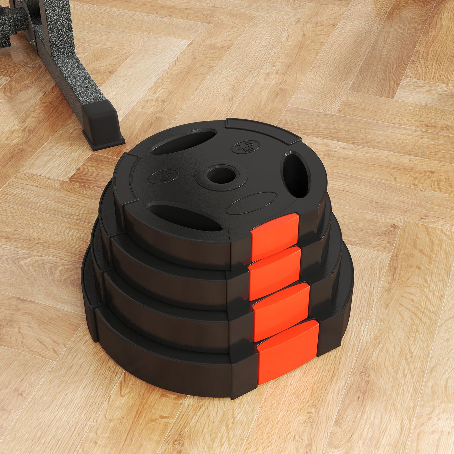 SPORTNOW Olympic Weight Plates Set, with Two 7.5kg and Two 5kg weights, Black