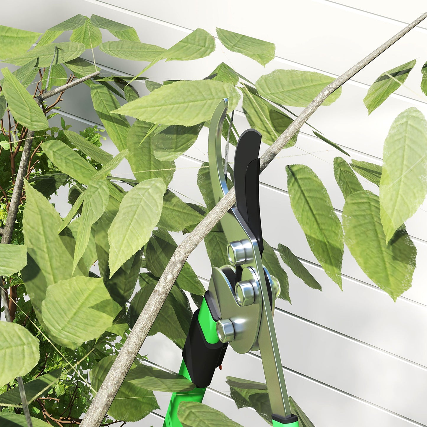 Outsunny 2 Pcs Garden Shears Set: Tree Lopper & Hedge Shears with Telescopic Handles for Trimming Hedges, Shrubs & Bushes, Lightweight, Green