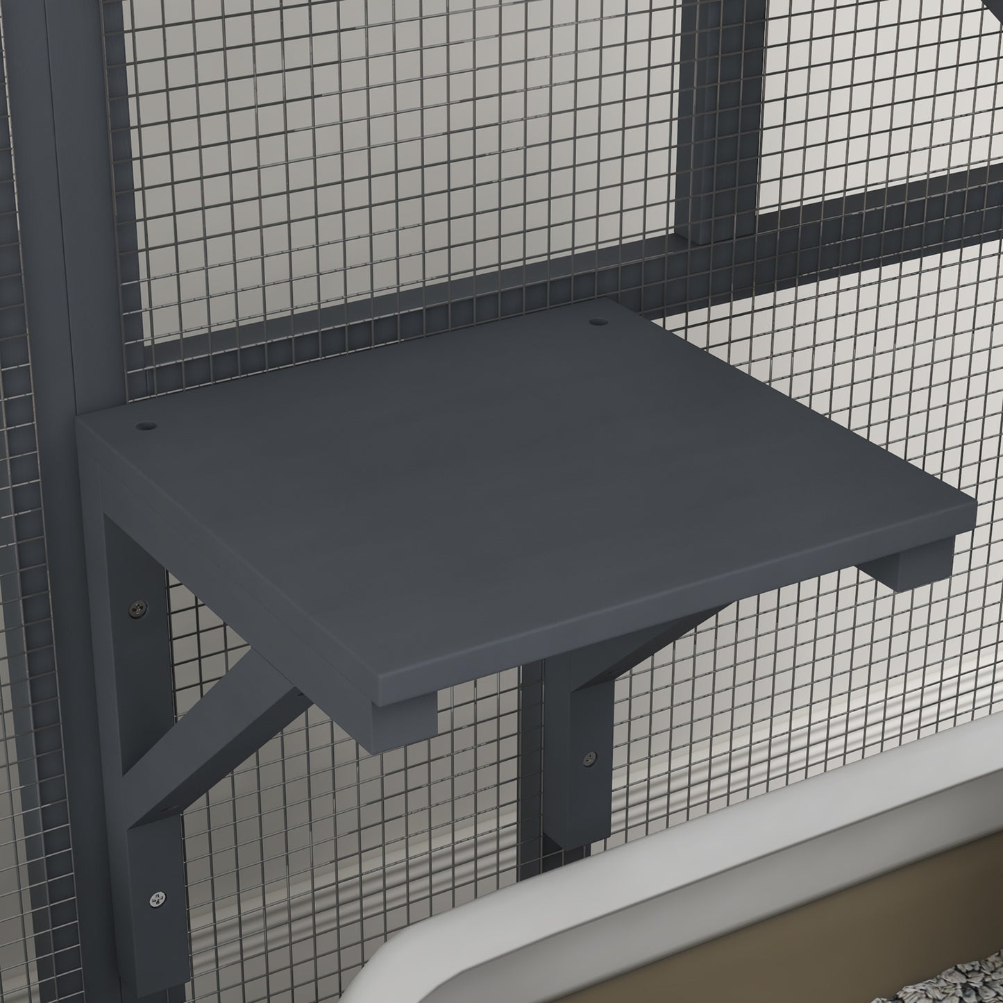 PawHut Cat Cage House, Catio Cat Outdoor Enclosure on Wheels - Light Grey