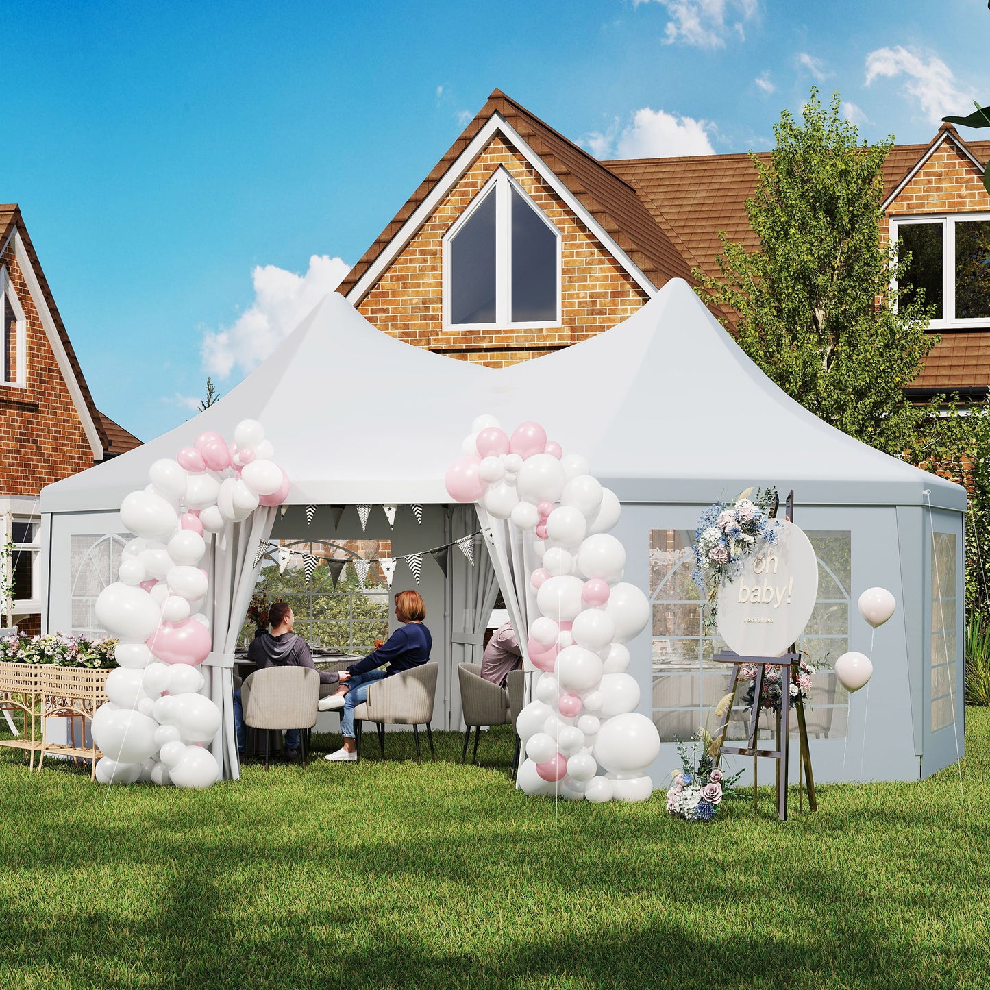 Outsunny 6.8 x 5m Octagonal Marquee Gazebo - White