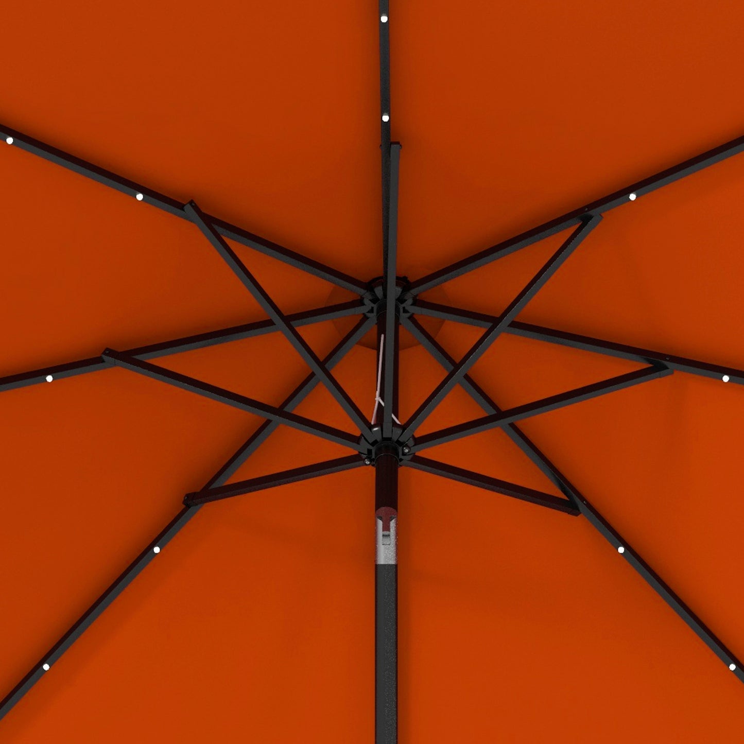 Outsunny 2.7m Outdoor Patio Garden Umbrella Parasol with Tilt Crank and 24 LEDs Lights Orange
