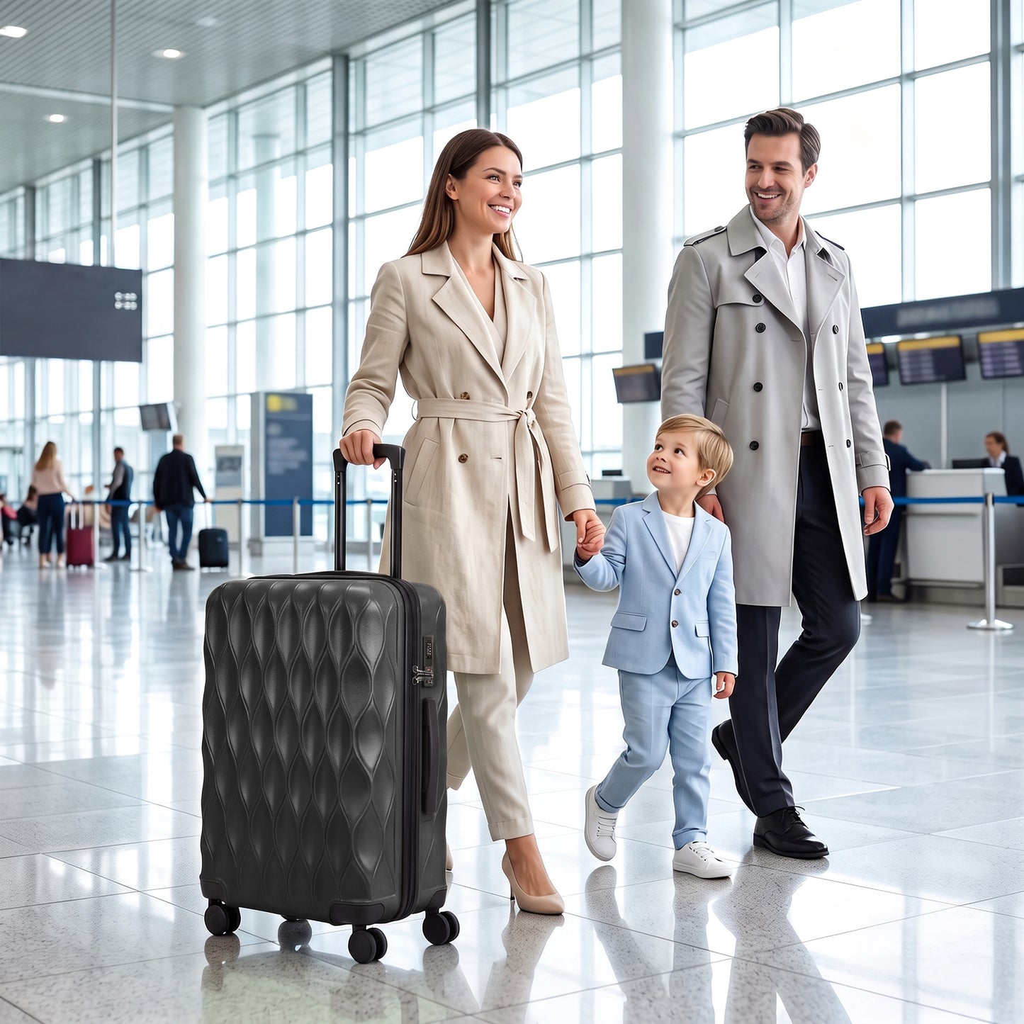 HOMCOM 24Inch Suitcase, ABS Hard Shell Checked Luggage with TSA Lock, Spinner Wheels, Telescopic Handle, Black