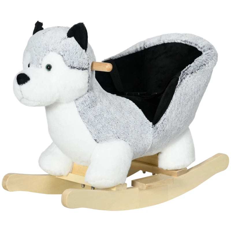 HOMCOM Baby Rocking Horse Husky Designed Plush Rocking Animal with S mhstar