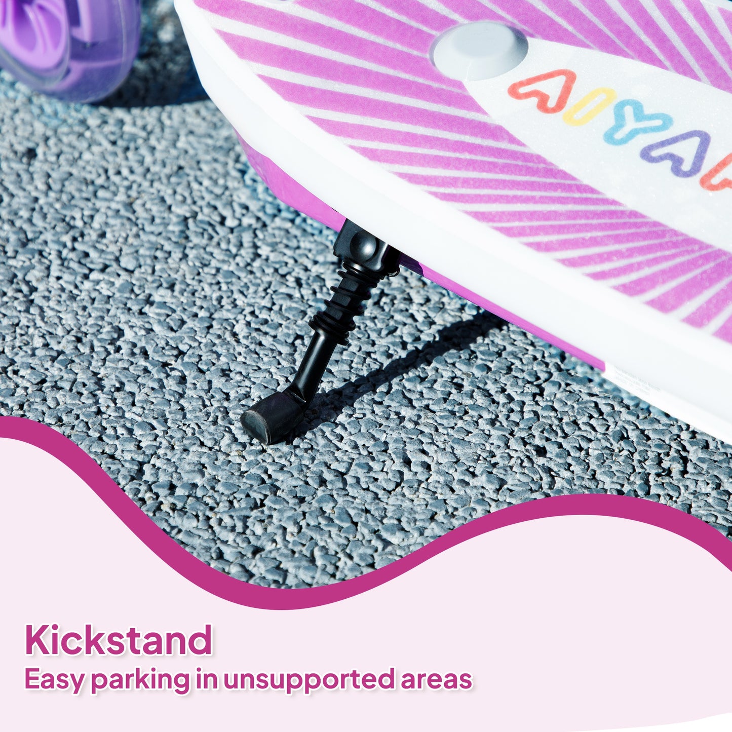AIYAPLAY Electric Scooter for Kids Ages 4-7, Aux Rear Wheels, LED Light, Electric Brake, 6 KM/H, 8 KM, for Boys & Girls, Purple