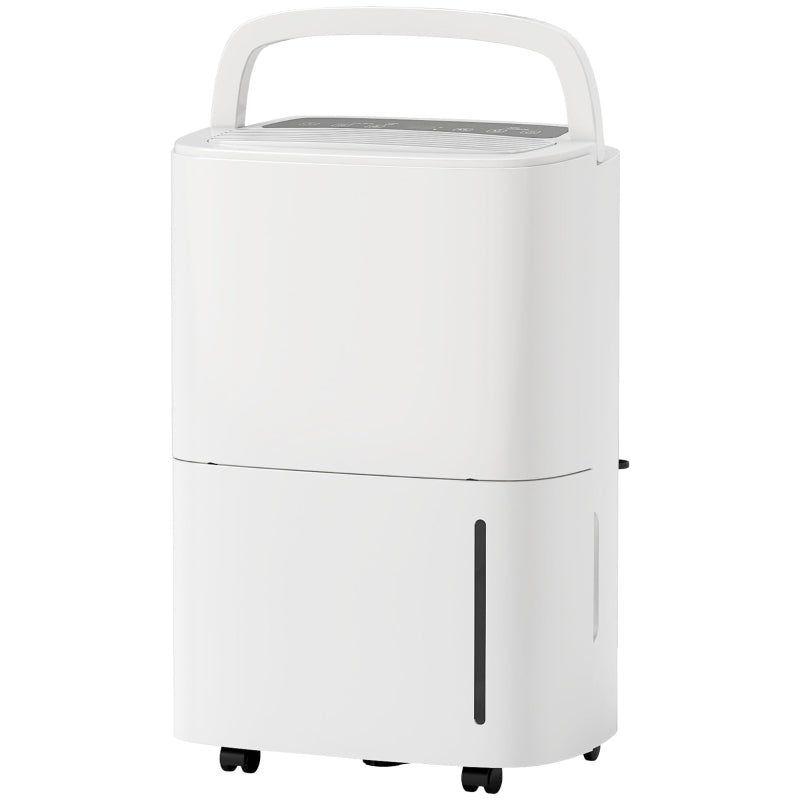 HOMCOM 20L/Day Dehumidifier with Continuous Drainage, 5L Water Tank, 24H Timer, Digital Humidity Display, Humidity Light, Dehumidifier for Home Damp, Bedroom, Condensation, Mould, Laundry Drying