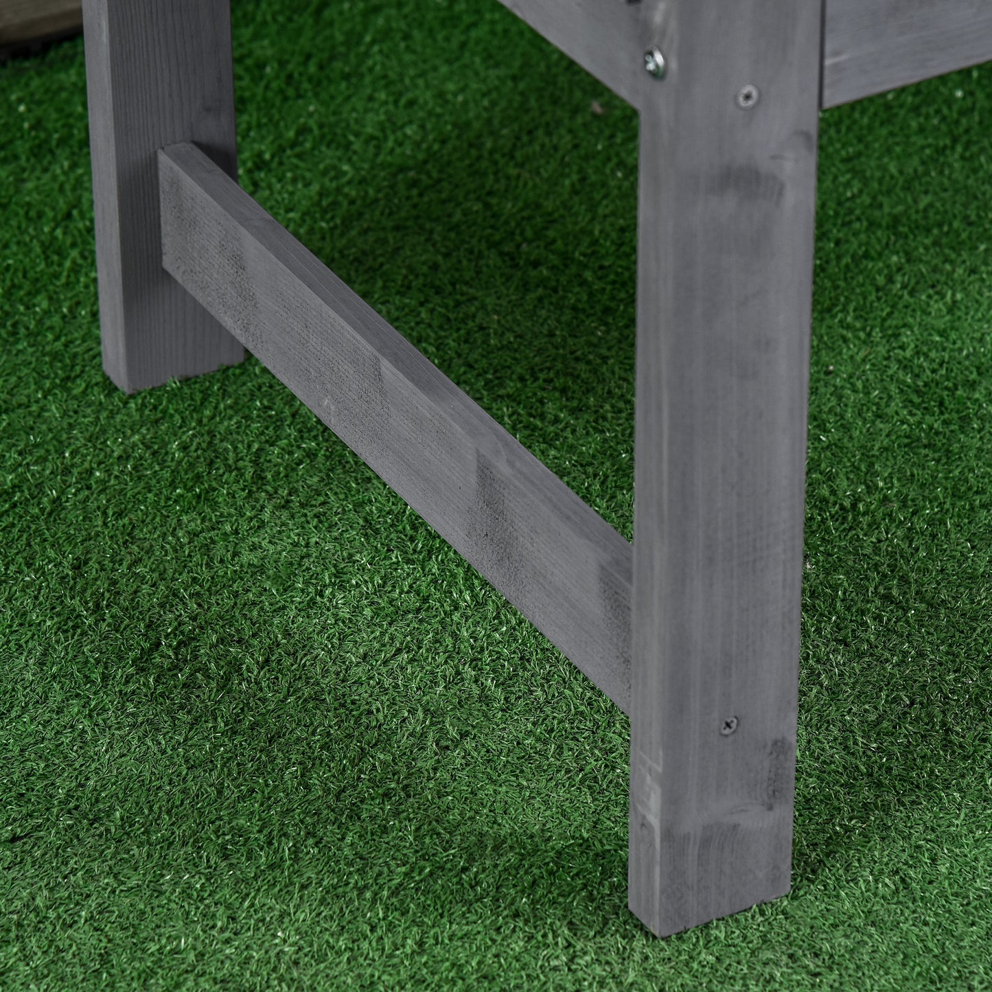 Outsunny 2 Seater Wooden Garden Bench with Armrest Outdoor Furniture Chair for Park Balcony Grey