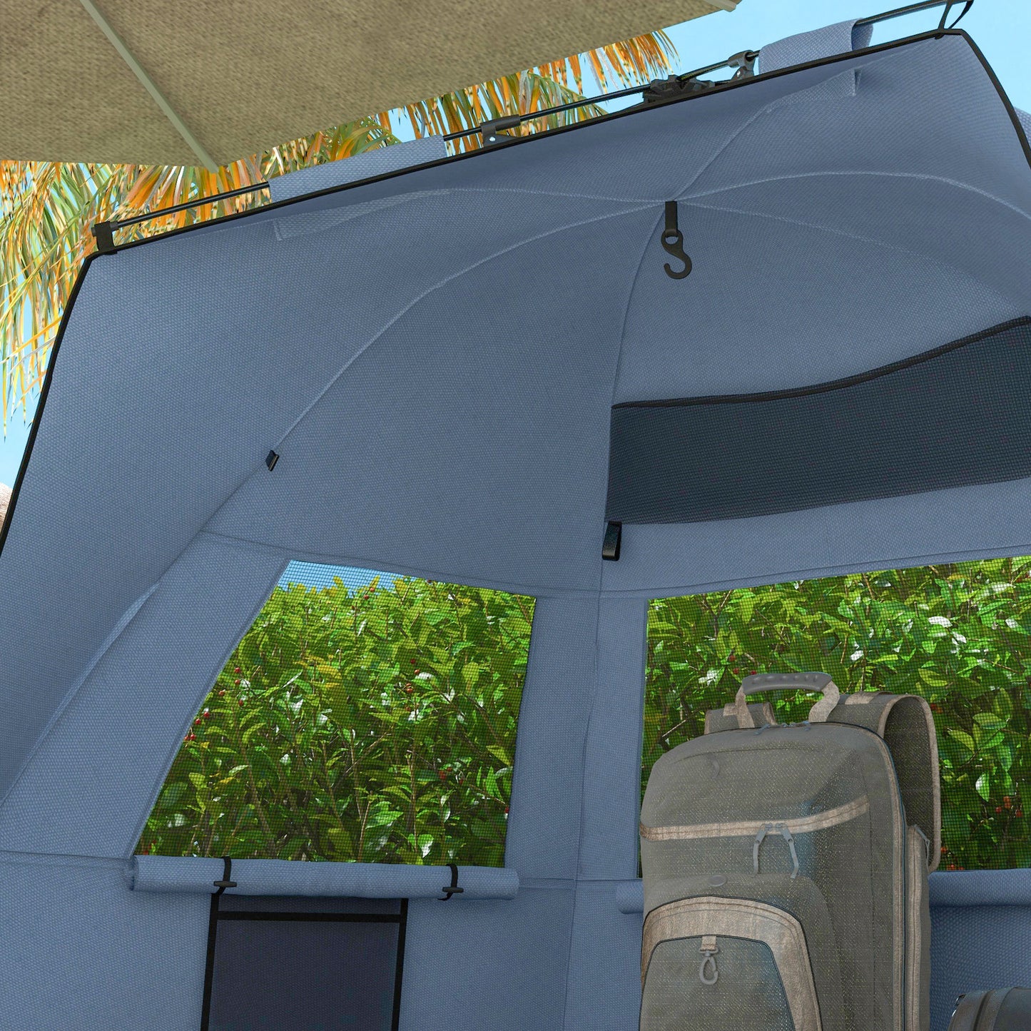 Outsunny 2-3 Person Pop Up Beach Tent Carry Bag Light Blue