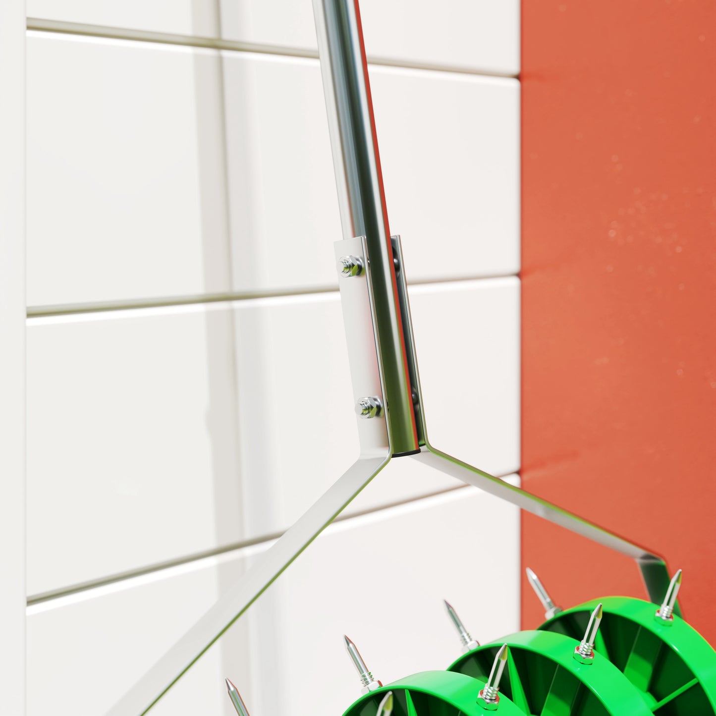 Outsunny Lawn Aerator, Manual Spike Roller, Heavy Duty with Detachable Handle and T-bar Grip, Outdoor Garden Tool, Dark Green