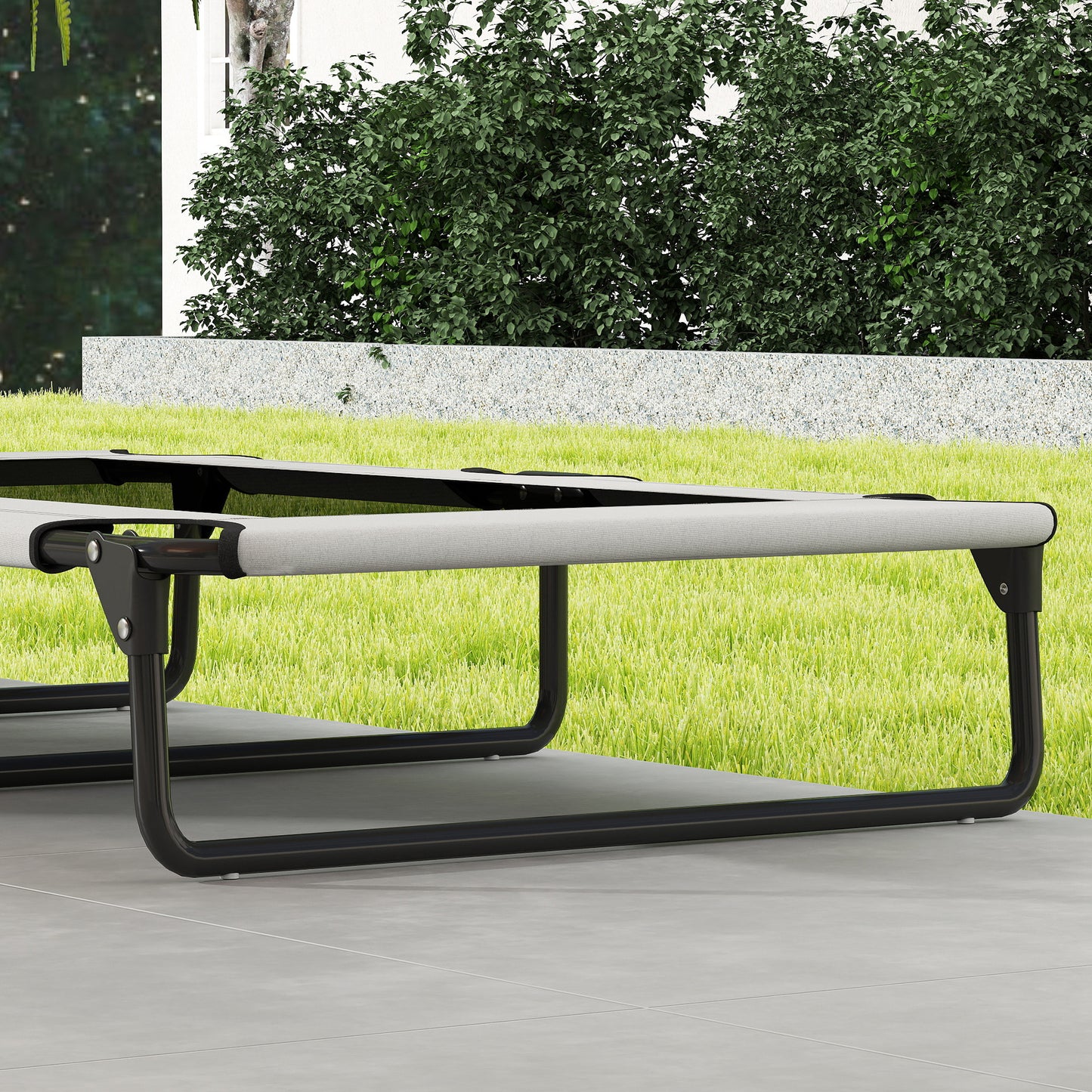 PawHut Portable Raised Dog Bed, Elevated Pet Cot with Breathable Mesh for Indoor Outdoor, for Large Dogs, Light Grey