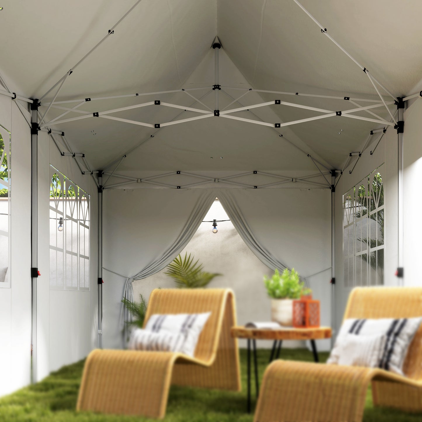 Outsunny 3x6m Pop Up Gazebo, Height Adjustable Party Tent with Carry Bag & Sand Bags, White