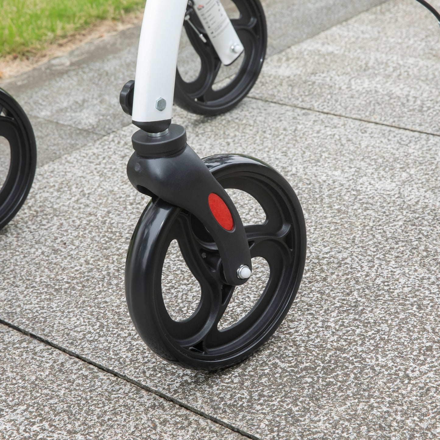 HOMCOM Upright Rollator Walker with Seat, Tray, Storage Bag, 4 Wheels, White