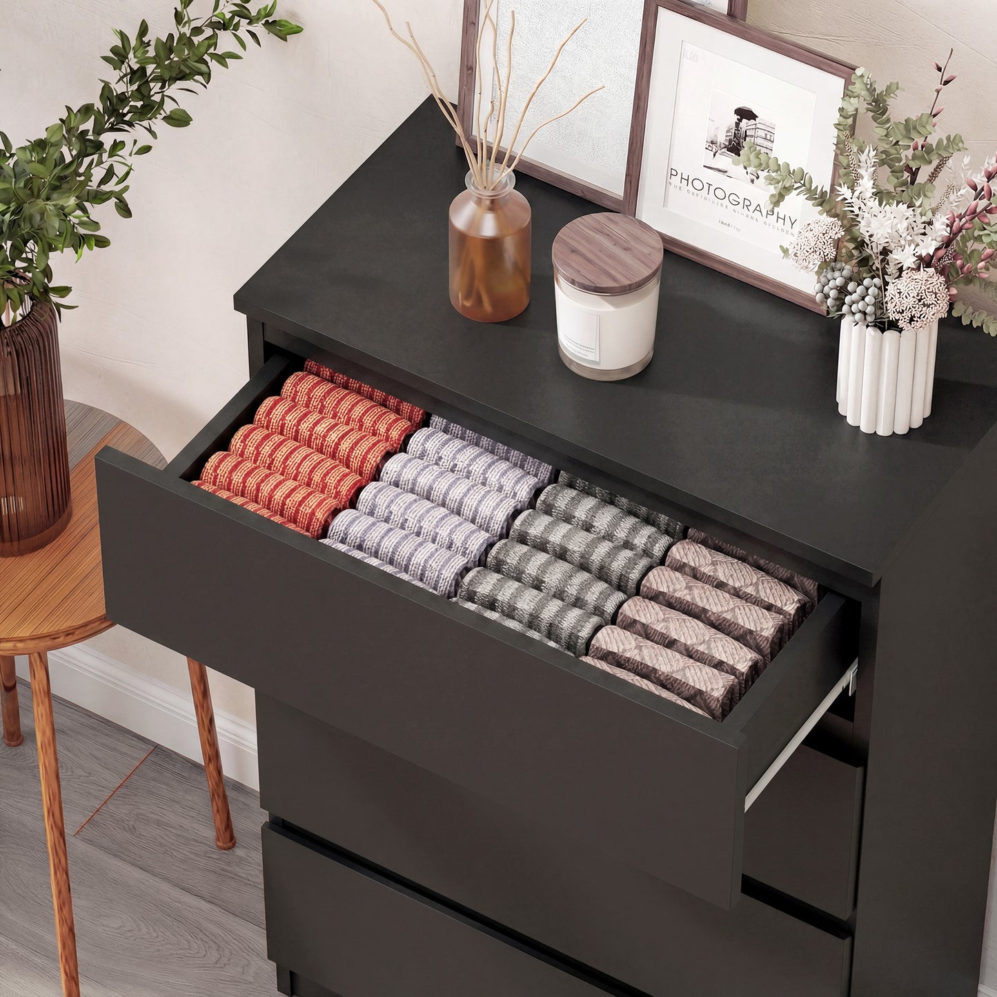 HOMCOM Chest of Drawers, 5-Drawer, Modern Dresser, Storage Drawer Unit for Bedroom