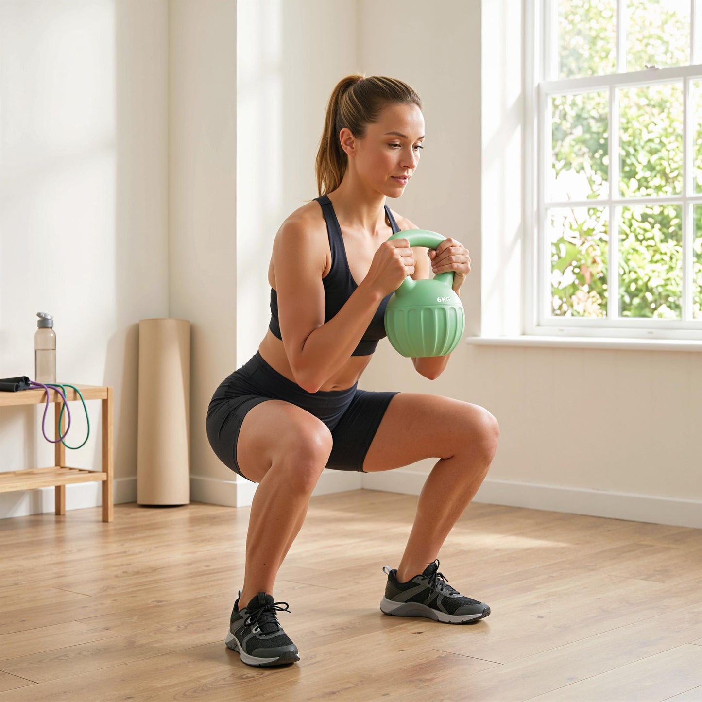 SPORTNOW Kettlebell for Strength Training Kettle Bell with Non-Slip Handle 6 kg Green