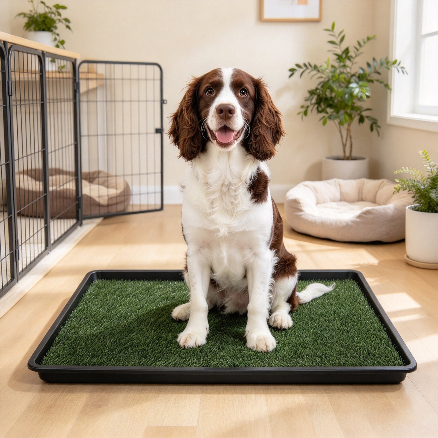 PawHut Dog Toilet Tray, Dog Grass Pee Pad with Artificial Grass Mat, Drainage System for Puppy Training 88x56.5cm