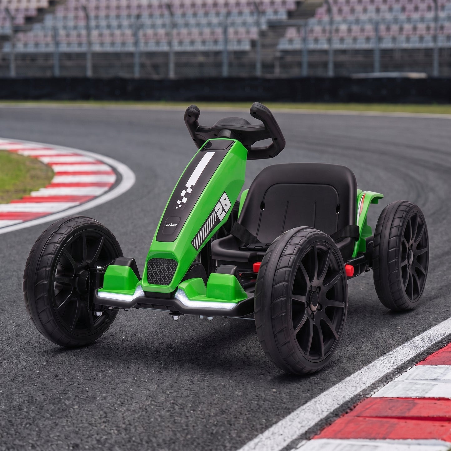 AIYAPLAY 12V Electric Go Kart for Kids with Dual Motors, Adjustable Seat, Soft Start, LED Lights, EVA Wheels, for Age 3-6, Green