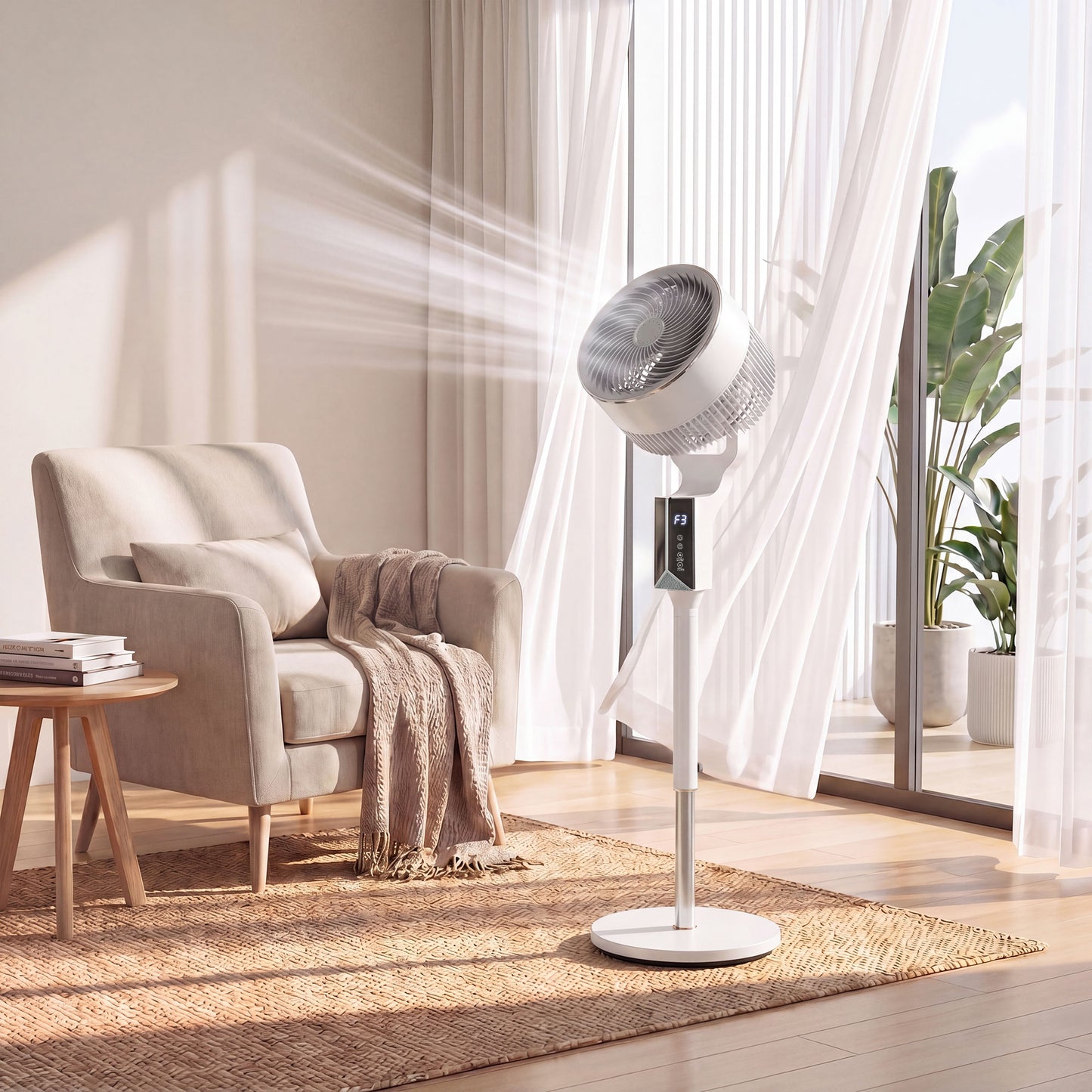 HOMCOM 20 dB Silent Standing Fan for Bedroom, 46" Pedestal Fan with Remote, 85° Oscillating, 8 Speeds, White