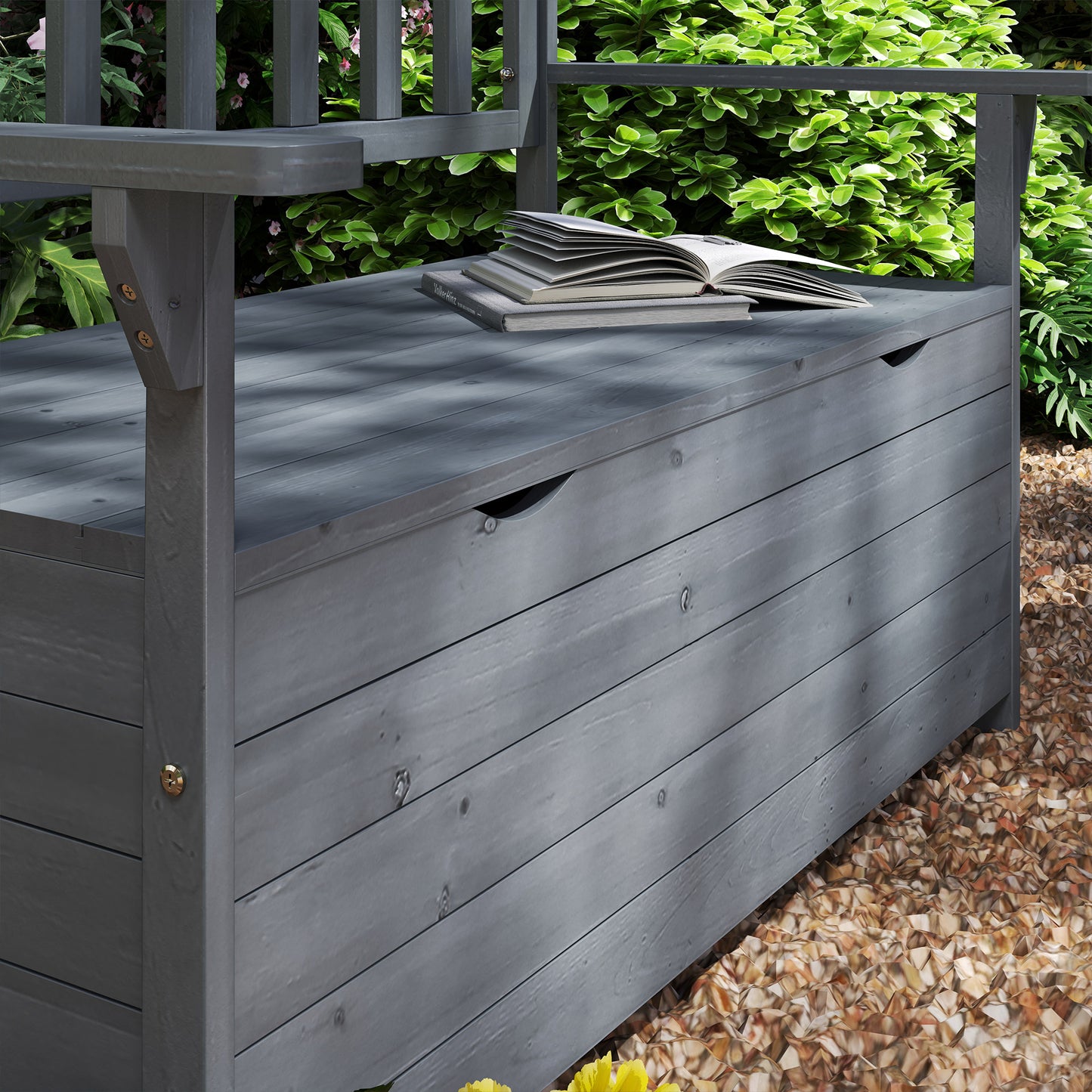 Outsunny Two-Seater Garden Storage Bench - Grey