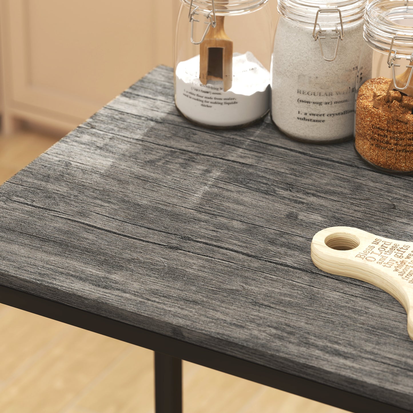 HOMCOM 3-Piece Bar Table Set with 2 Stools, Industrial Breakfast Bar Set with Footrest, Backrest for Dining Room, Small Space