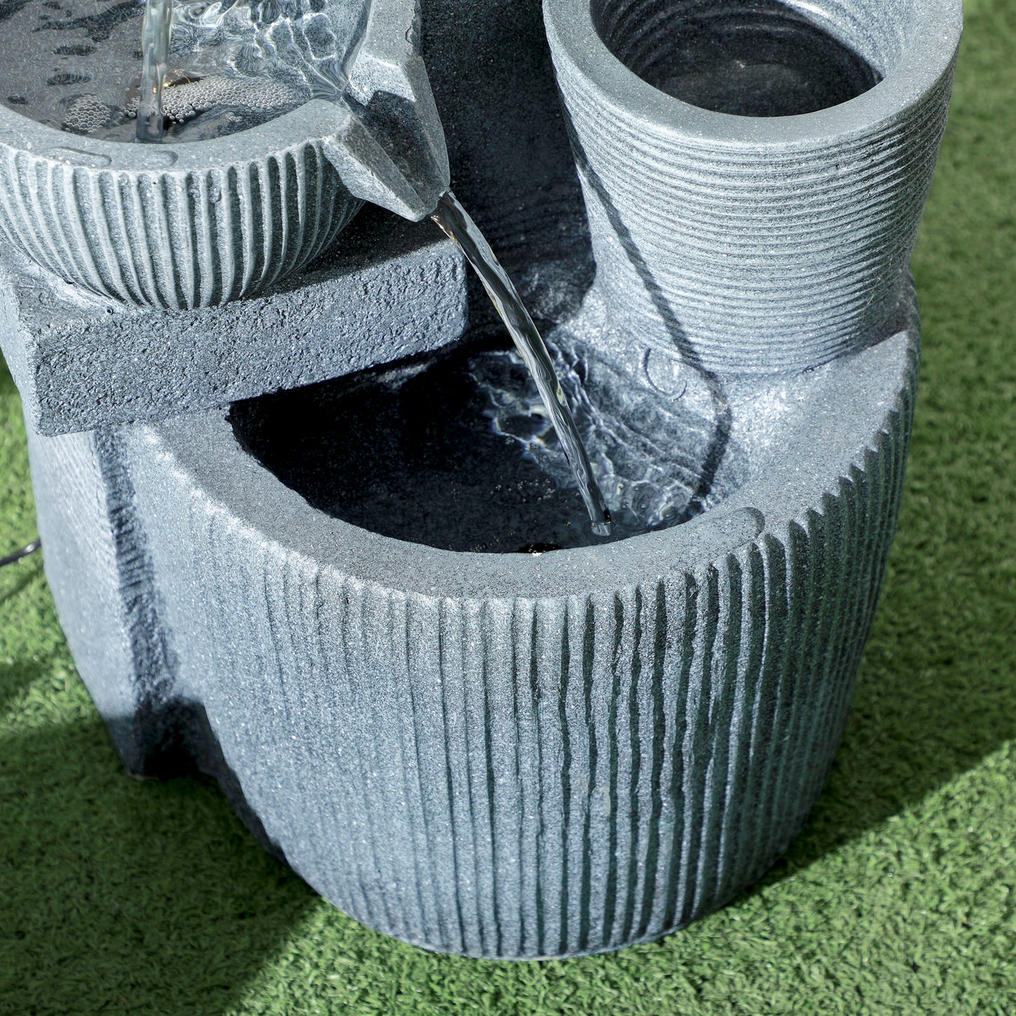 Outsunny Solar Powered Outdoor Water Fountain - Dark Grey