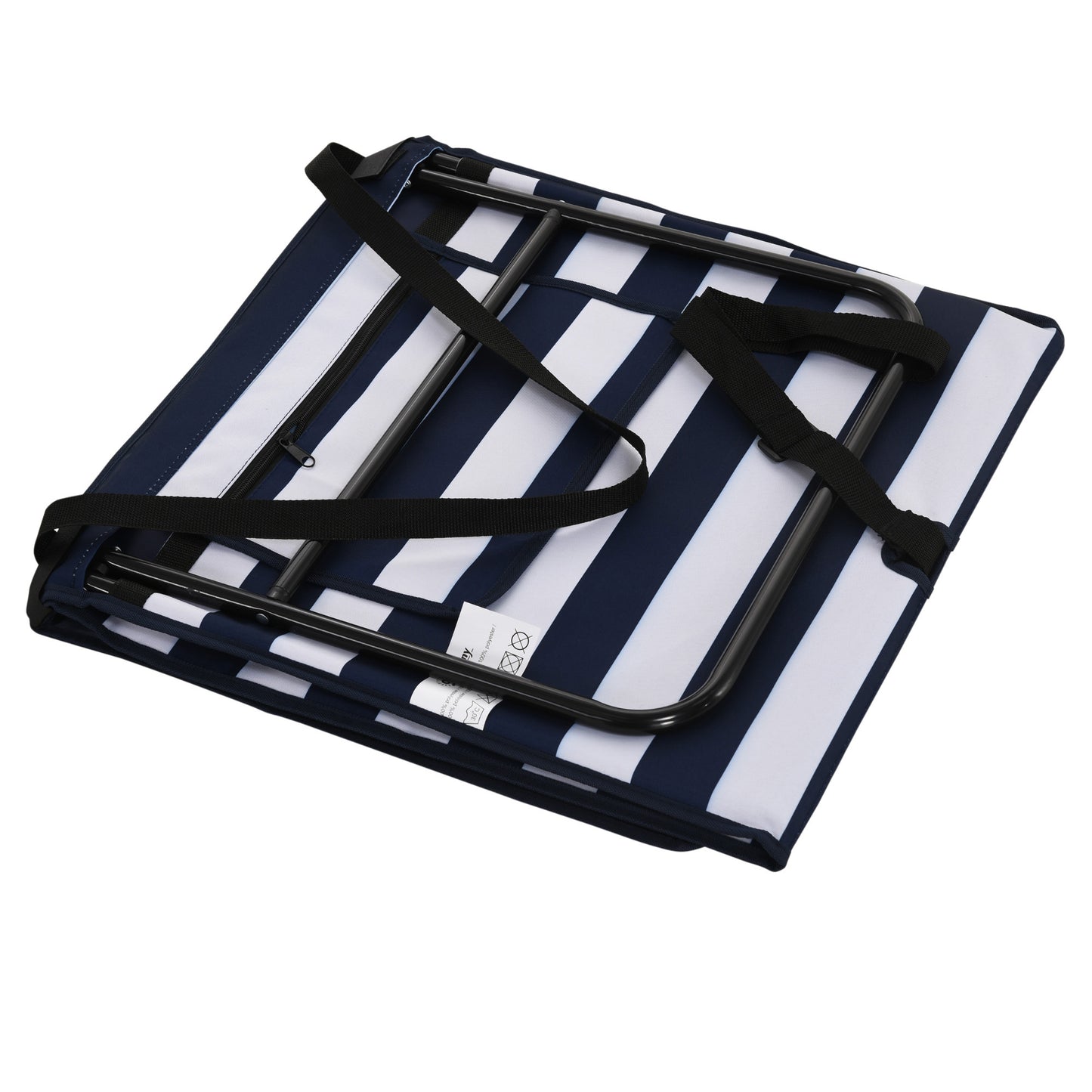 Outsunny Set of 2 Foldable Garden Beach Chair Mat, Outdoor Sun Lounger Seats Adjustable Back, Magazine Pocket, Carry Bag
