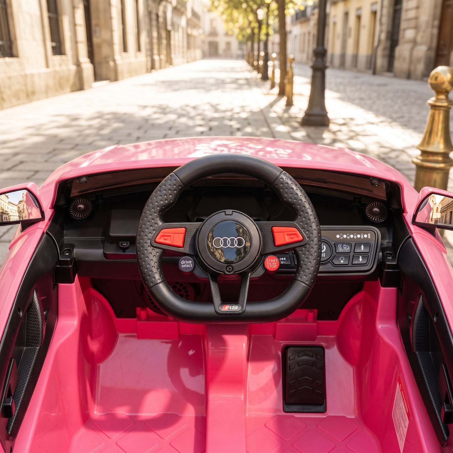 AIYAPLAY 12V Audi TT RS Licensed Electric Car, Electric Ride On Toy with Remote Control, Dual Motors, 4-Wheel Suspension, Pink
