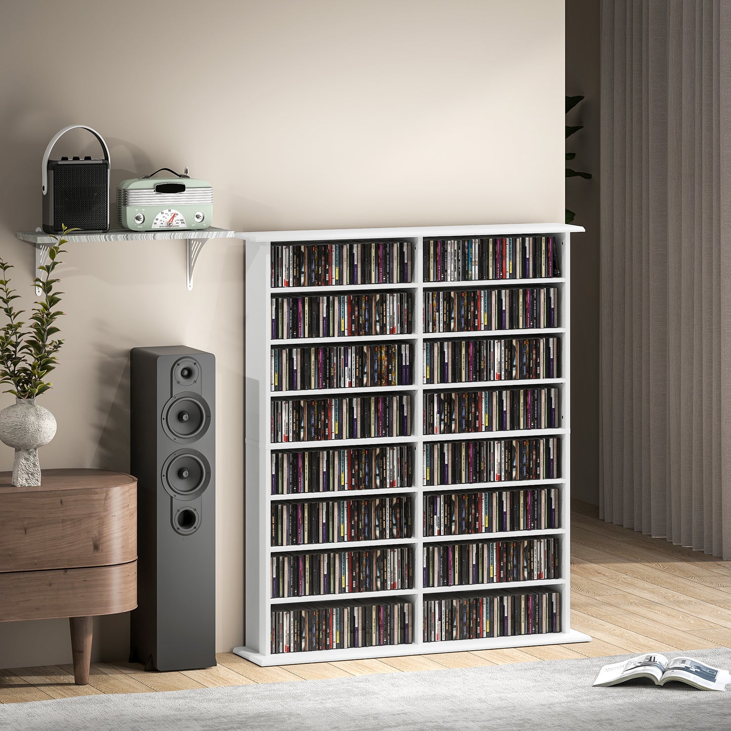 HOMCOM 720 CD/396 DVD/396 Blu-ray Storage Unit - White