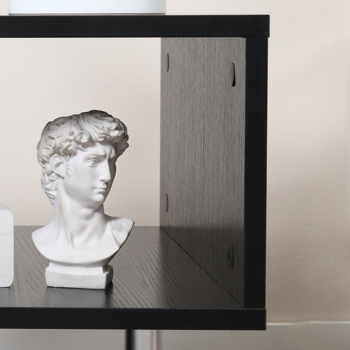 HOMCOM Wooden S Shape Cube Coffee Table 2 Tier Storage Shelves Organiser Office Bookcase Living Room End Desk Stand Display Set of 2 (Black)