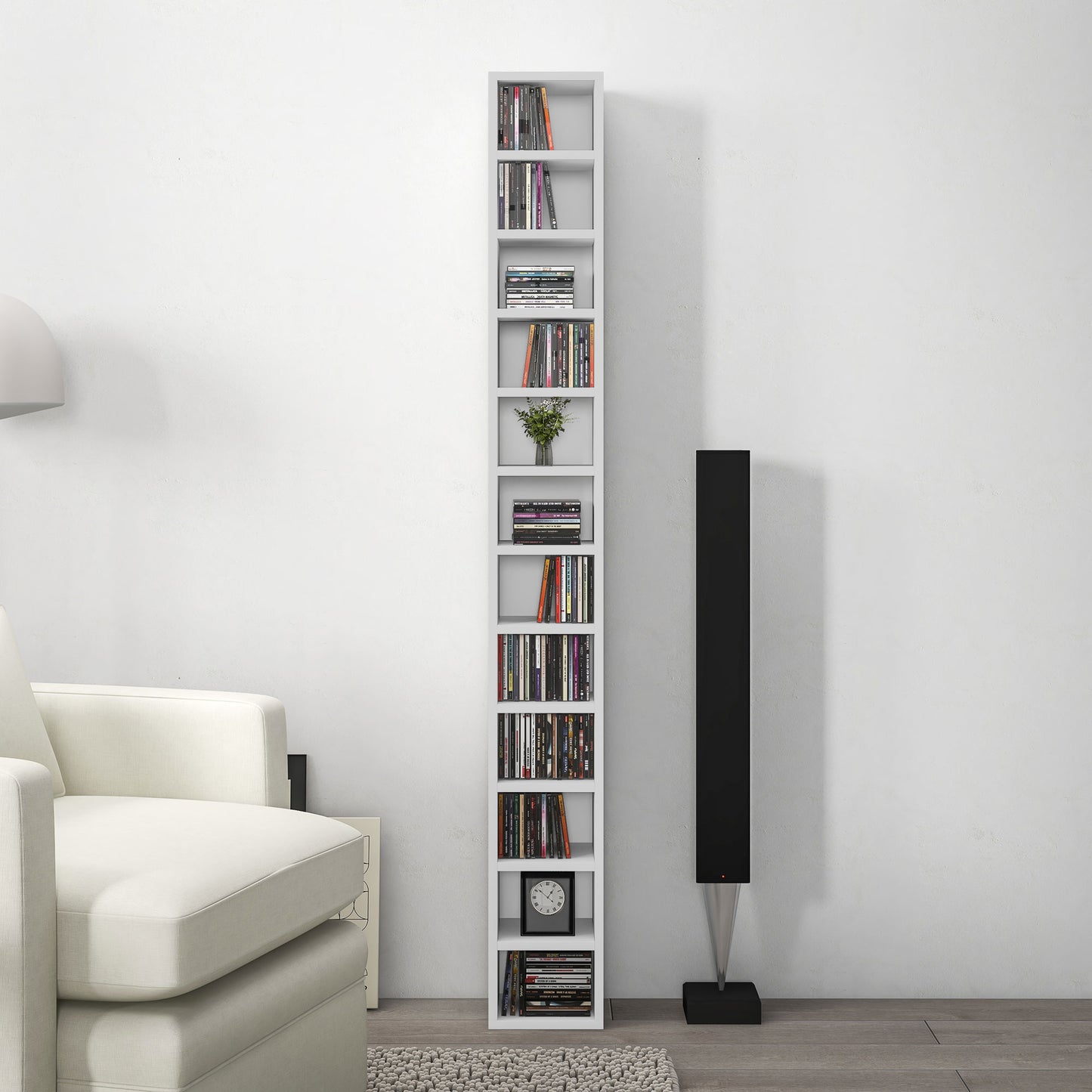 HOMCOM 204 CD Tall Narrow Media Storage Tower - White