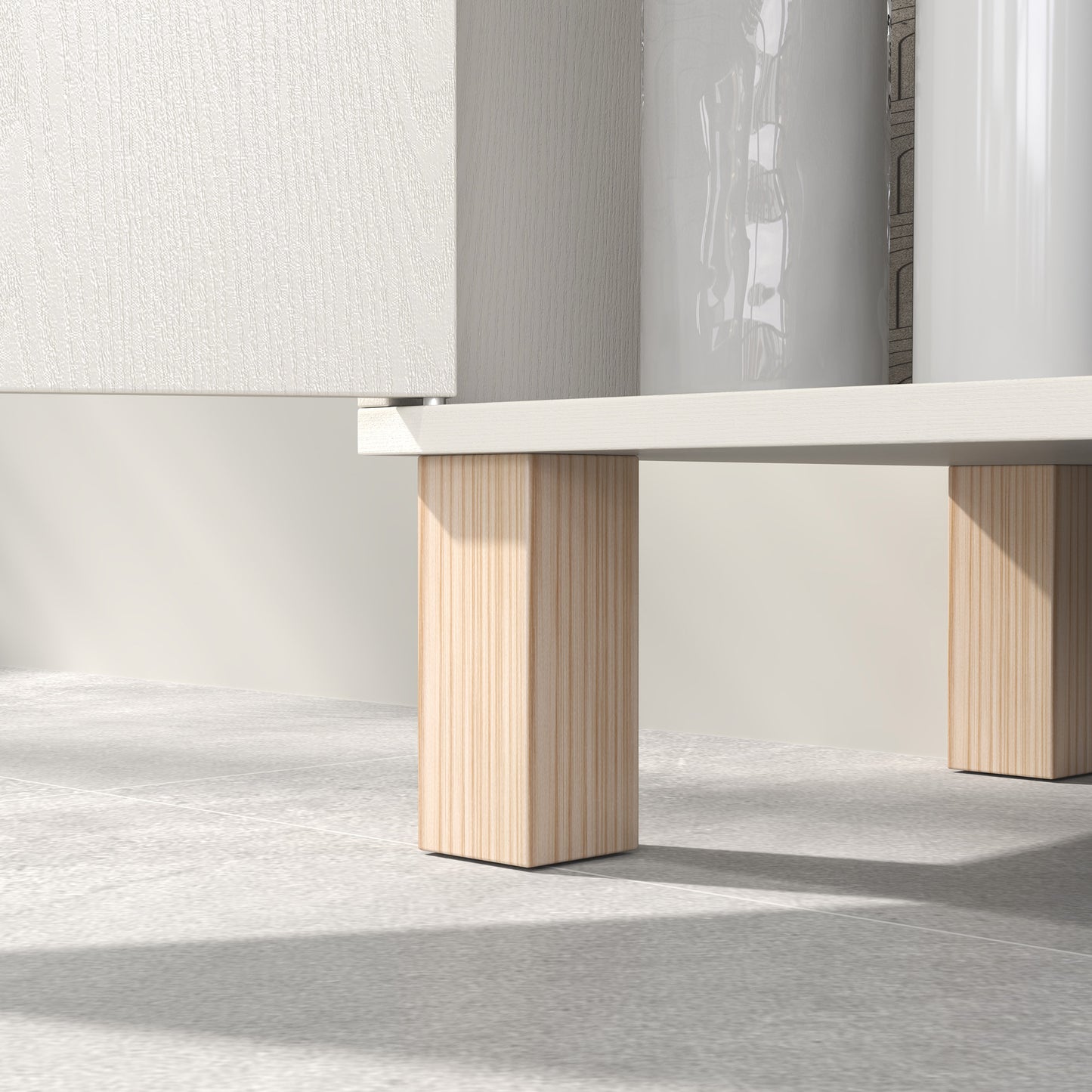 HOMCOM Under Sink Cabinet for Basin without Pedestal - Cream White