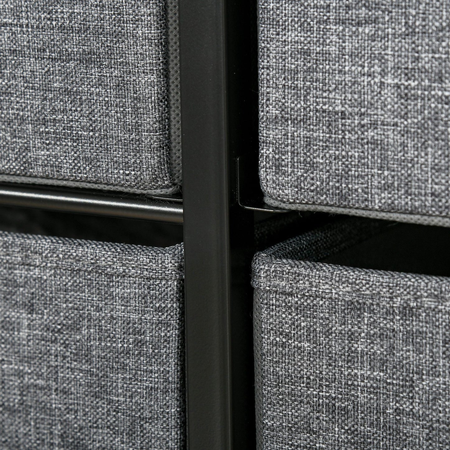 HOMCOM Chest of Drawers with 7 Foldable Drawers, 3-Tier Fabric Bedroom Dresser, Clothes Storage Unit for Bedroom, Living Room, Grey