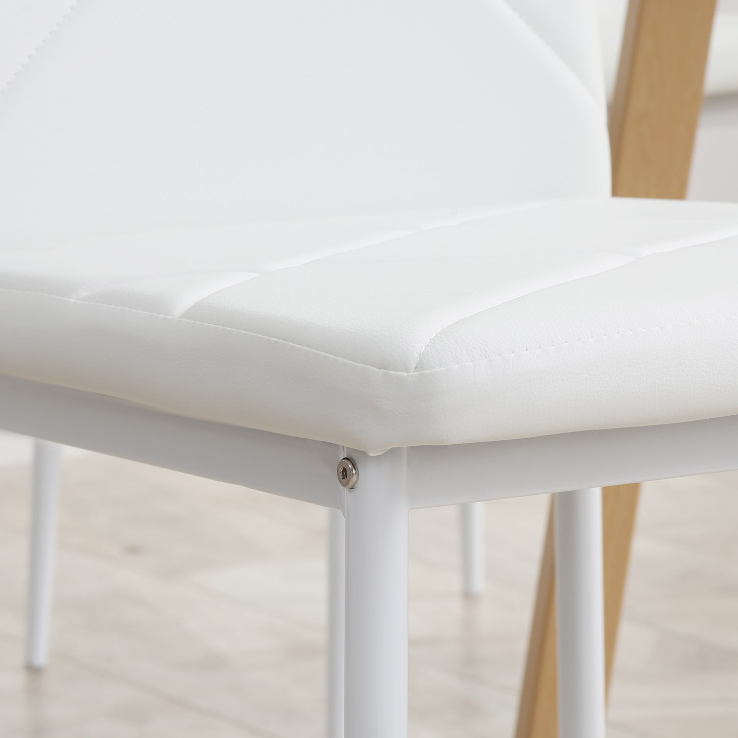 HOMCOM Faux Leather Dining Chairs Set of 6 - White