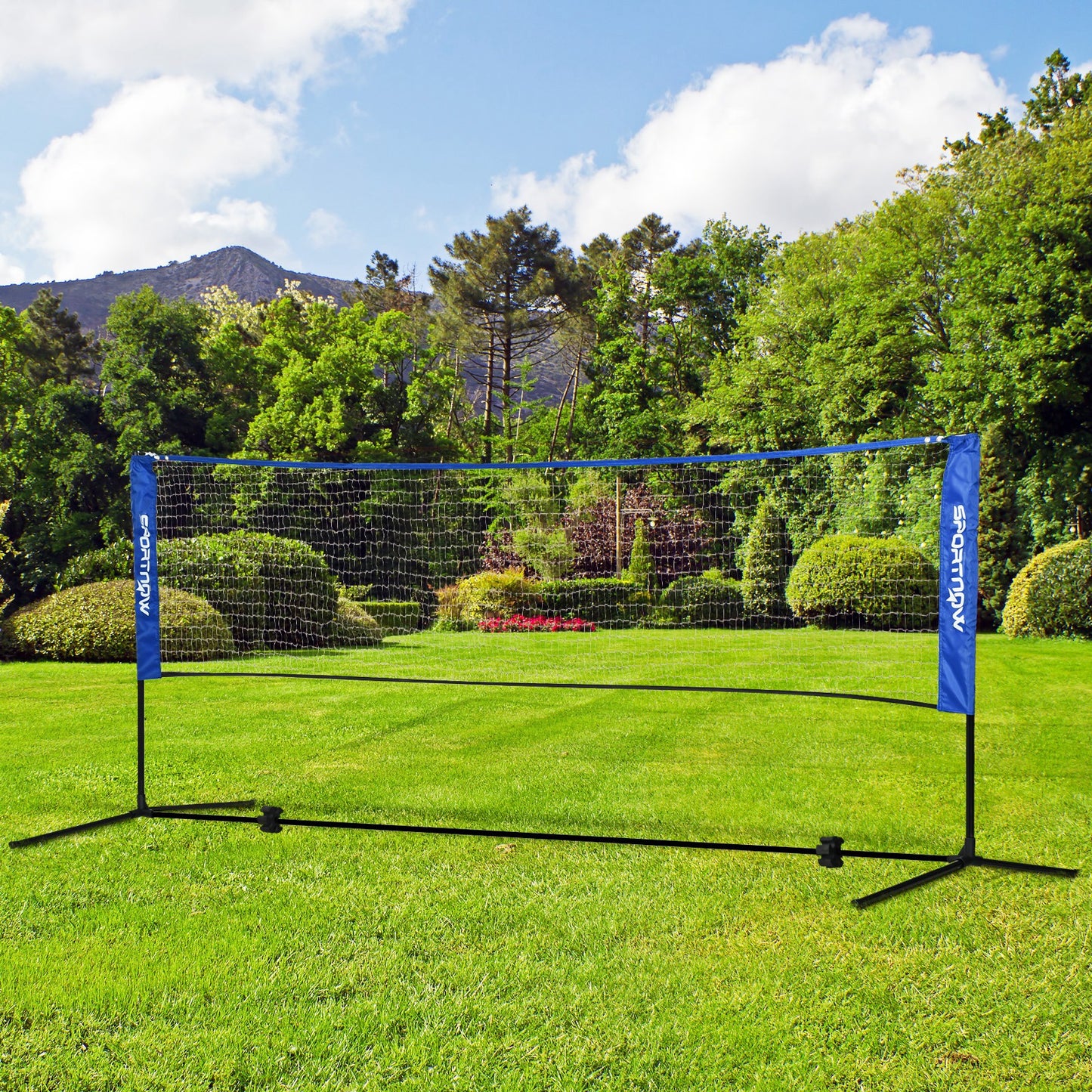 SPORTNOW 3m Badminton Net, Height Adjustable Outdoor Sports Net, with Carry Bag, for Tennis, Pickleball, Volleyball, Blue